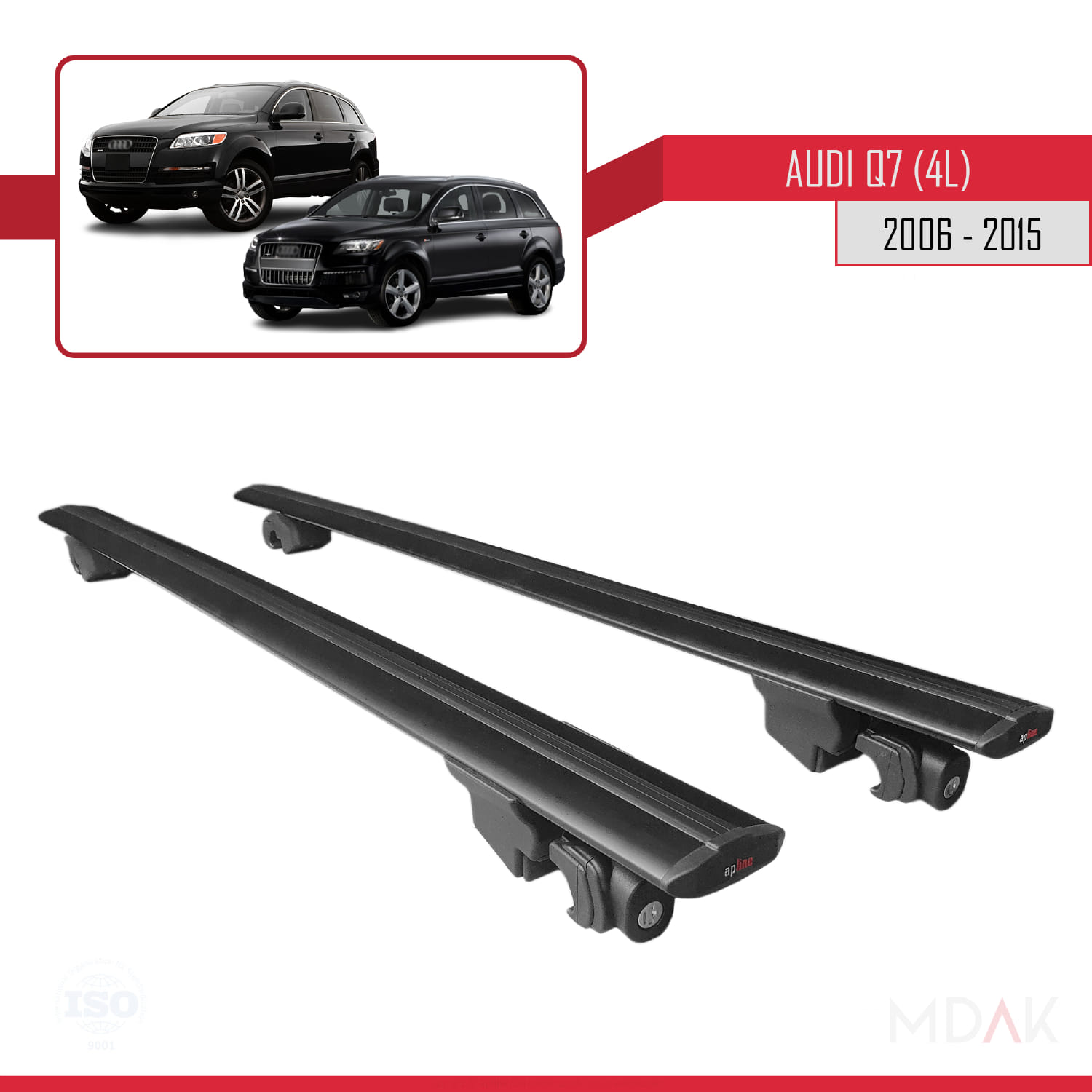 Q7 (4L) 2006-2015 Arası ile Uyumlu HOOK Model Ara Atkı Tavan Barı Siyah 2 Adet - Görsel 9