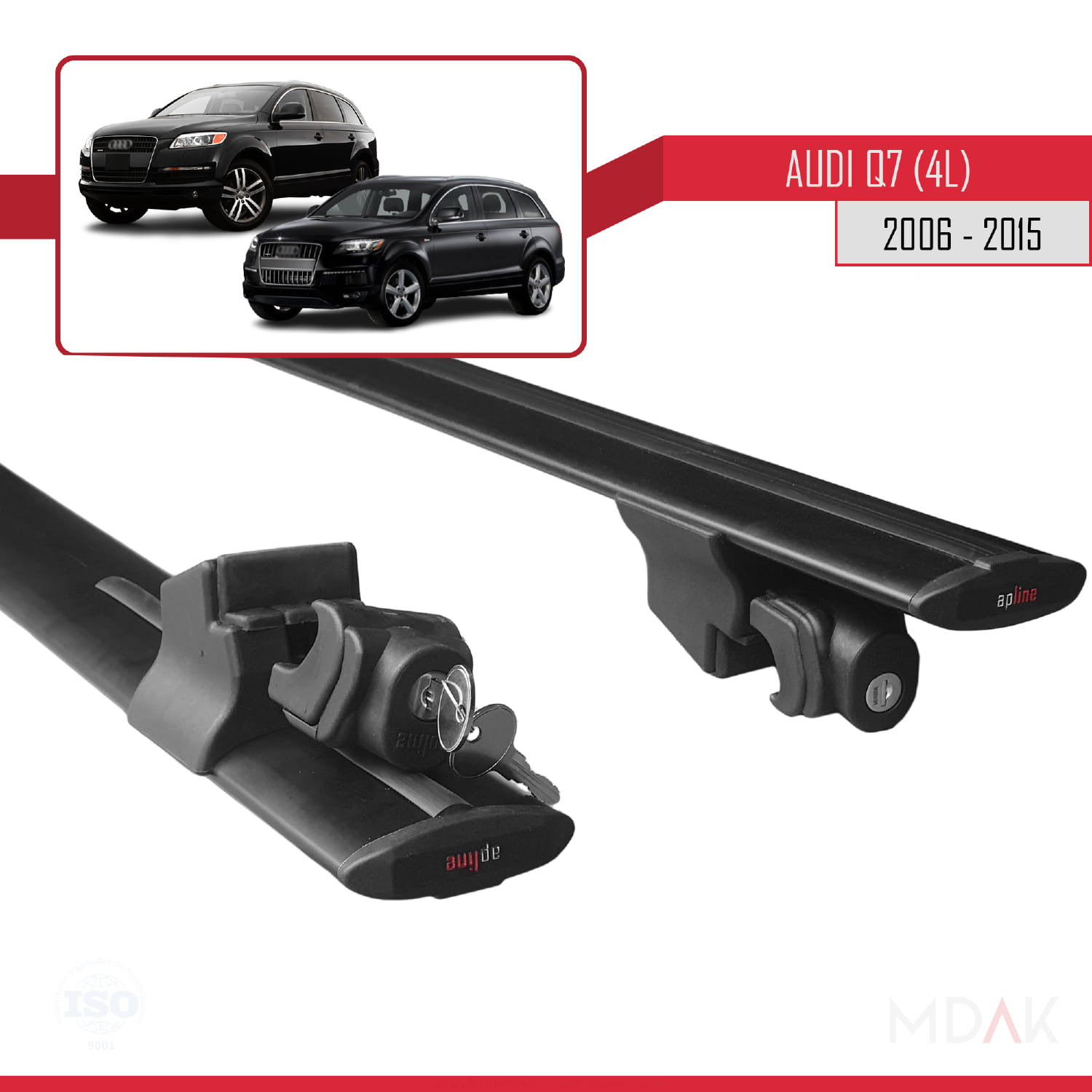 Q7 (4L) 2006-2015 Arası ile Uyumlu HOOK Model Ara Atkı Tavan Barı Siyah 2 Adet - Görsel 5