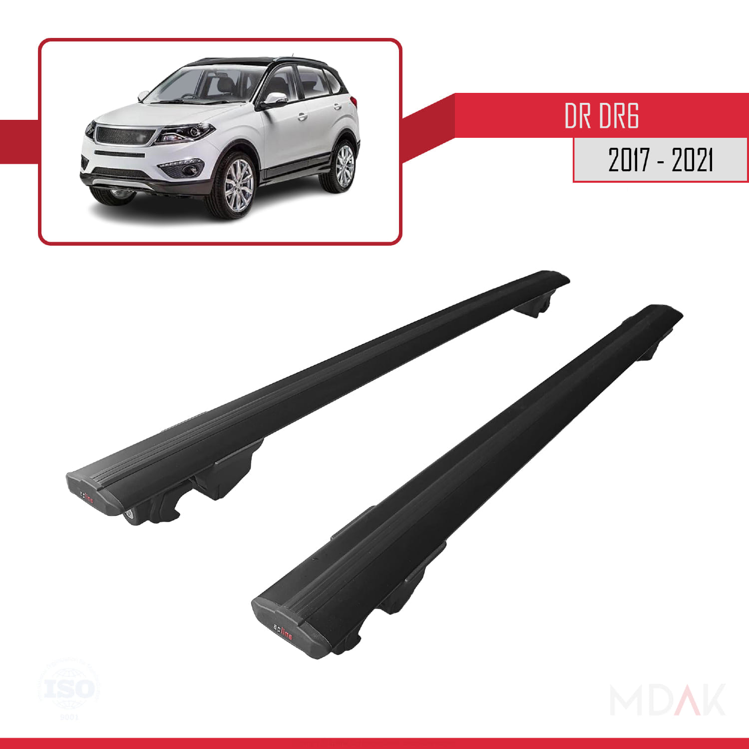 DR DR6 2017-2021 Arası ile Uyumlu HOOK Model Ara Atkı Tavan Barı Siyah 2 Adet - Görsel 4
