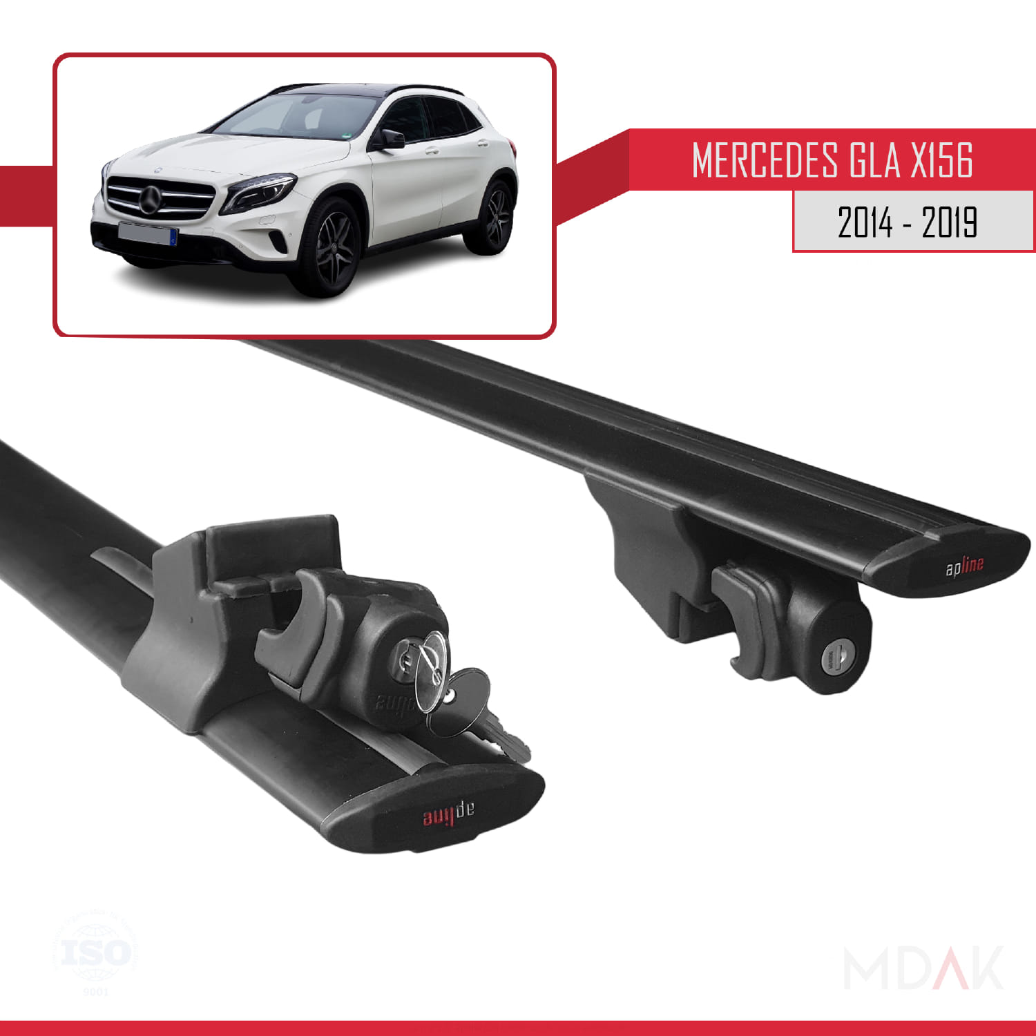 Mercedes GLA Class (X156) 2014-2019 Arası ile Uyumlu HOOK Model Ara Atkı Tavan Barı Siyah 2 Adet - Görsel 5