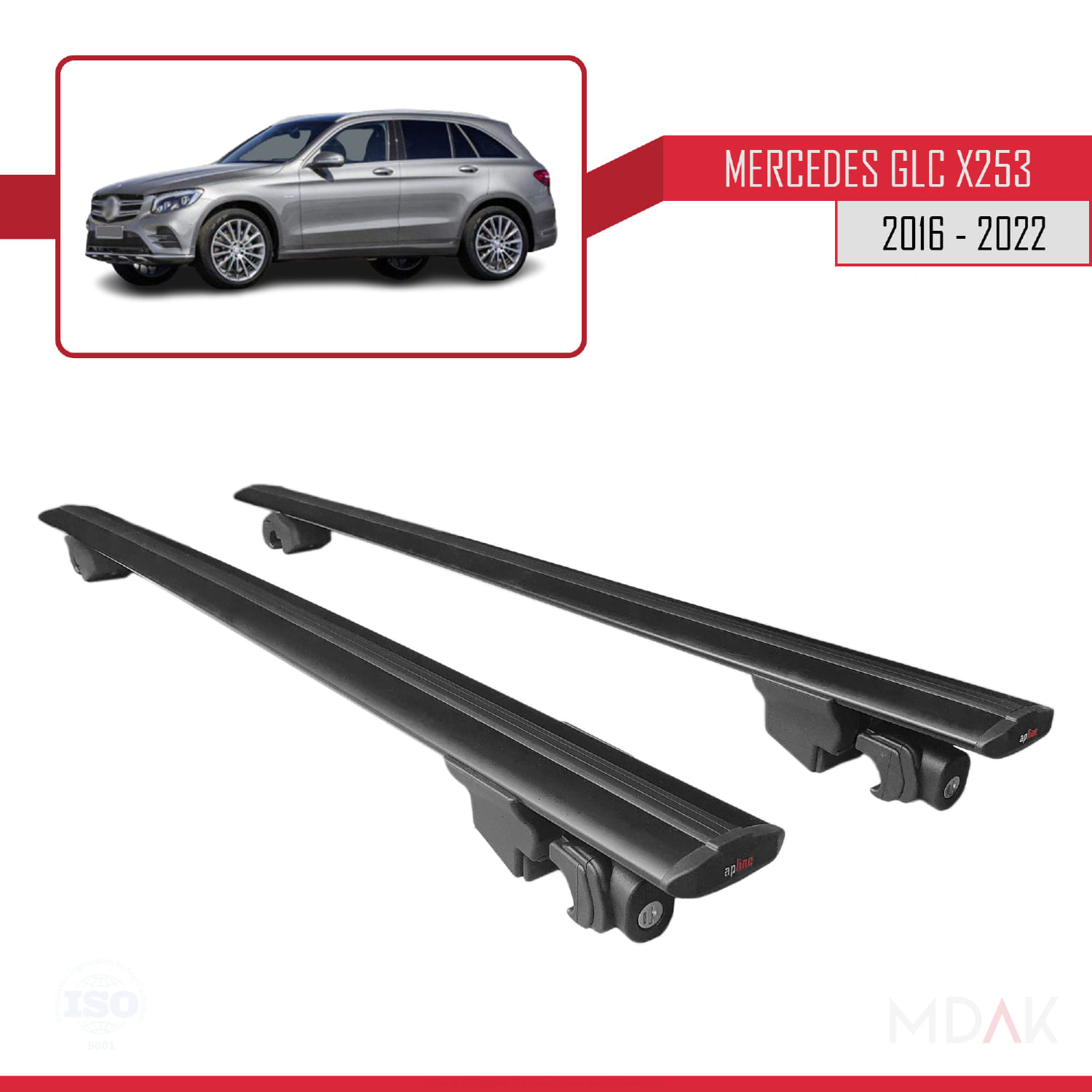 Mercedes GLC Class (X253) 2016-2022 Arası ile Uyumlu HOOK Model Ara Atkı Tavan Barı Siyah 2 Adet - Görsel 8