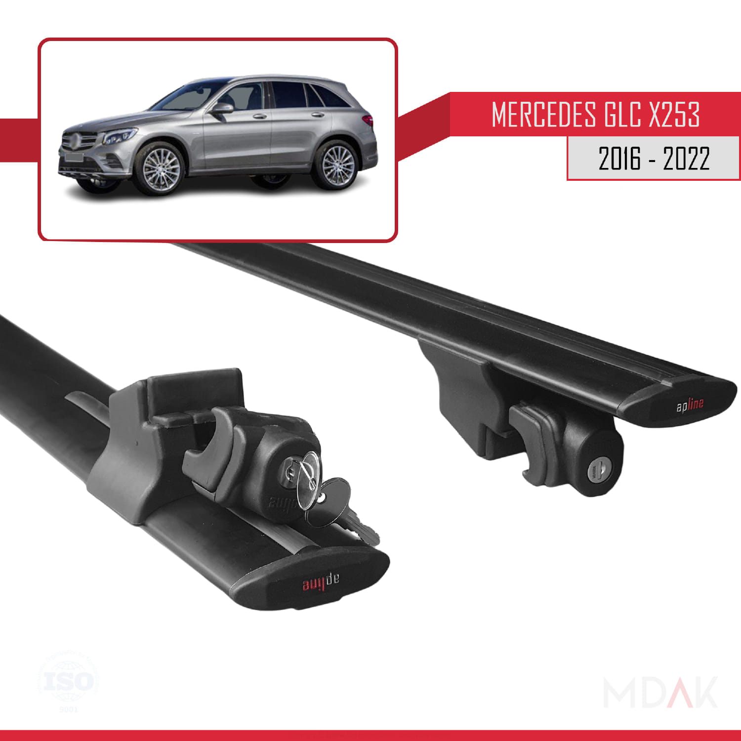Mercedes GLC Class (X253) 2016-2022 Arası ile Uyumlu HOOK Model Ara Atkı Tavan Barı Siyah 2 Adet - Görsel 5