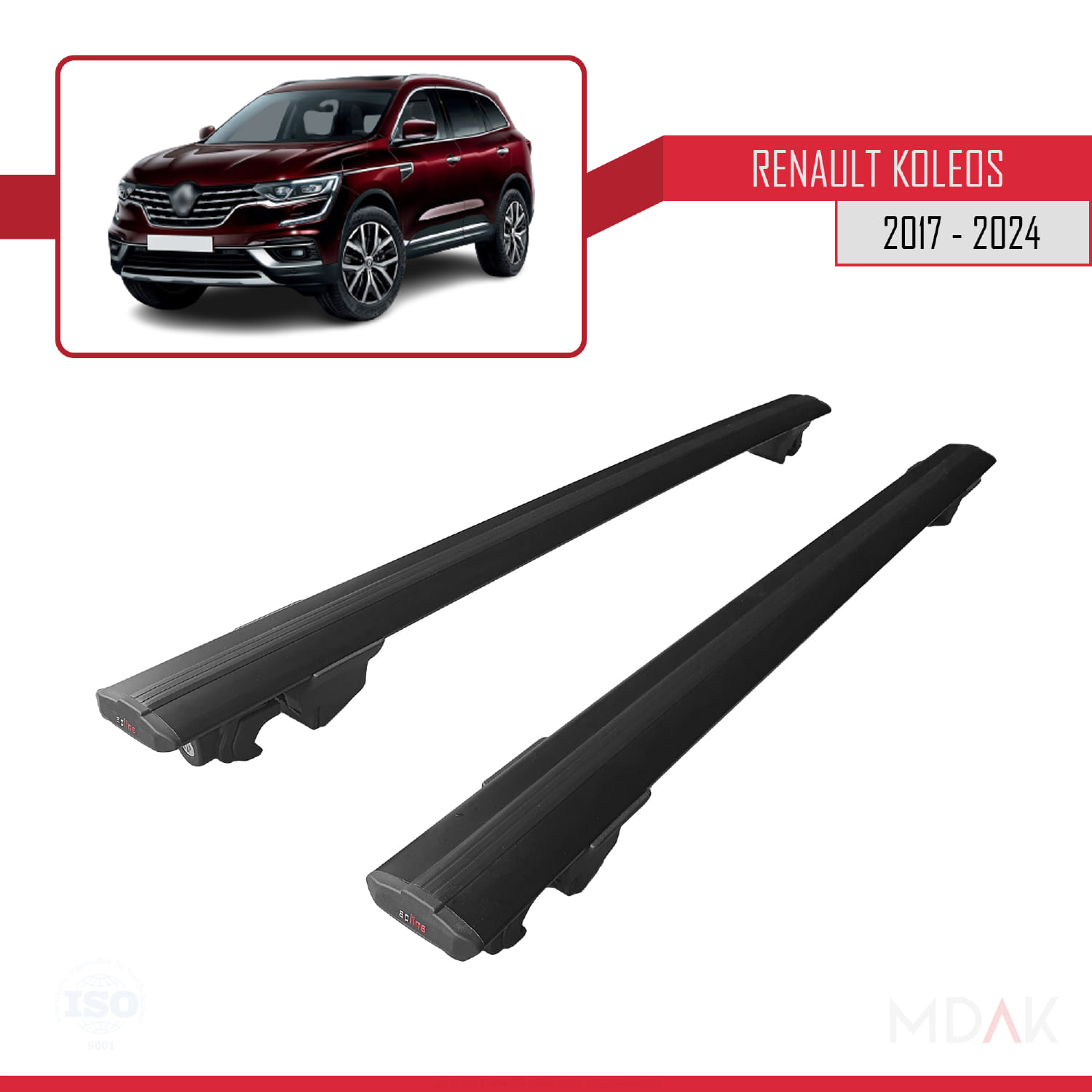 Renault Koleos 2 (HC) 2017-2024 Arası ile Uyumlu HOOK Model Ara Atkı Tavan Barı Siyah 2 Adet - Görsel 4