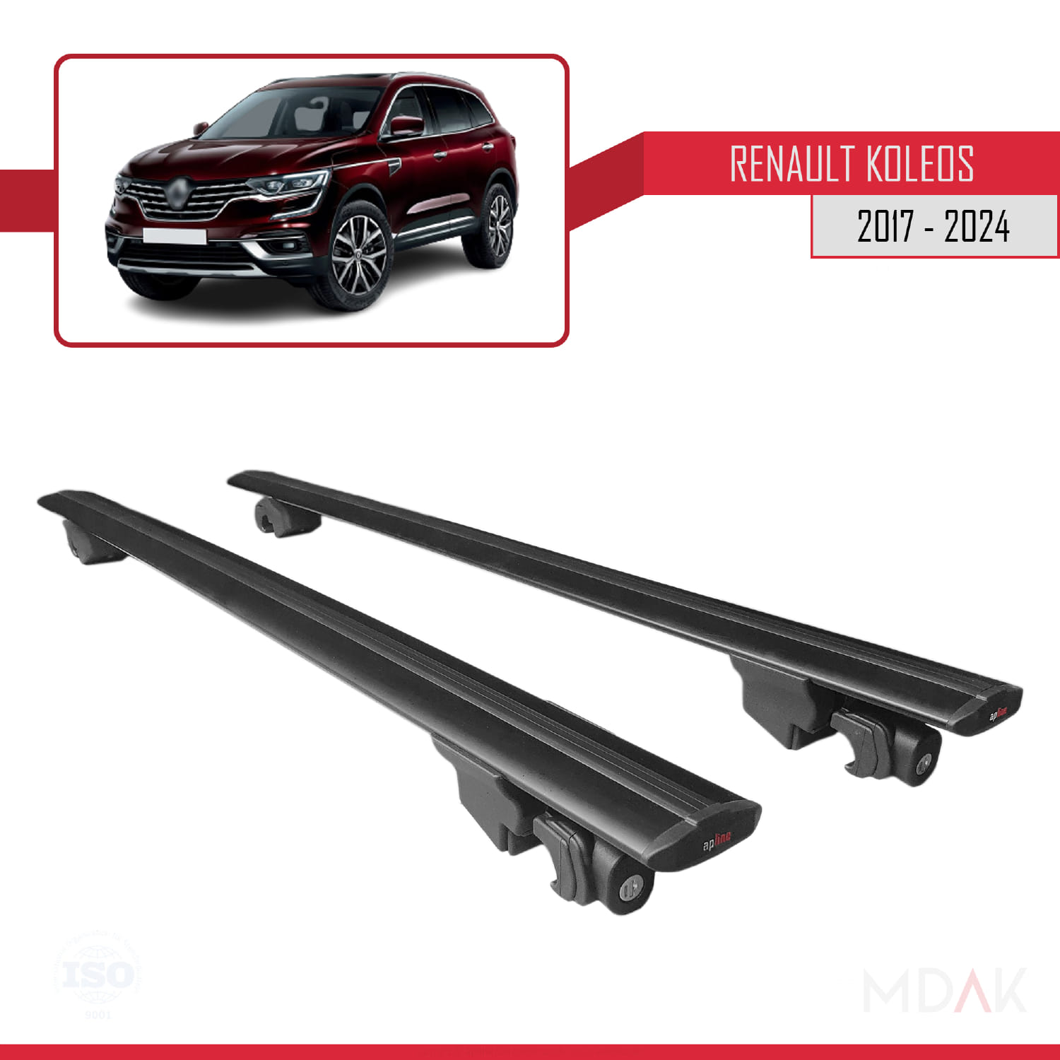 Renault Koleos 2 (HC) 2017-2024 Arası ile Uyumlu HOOK Model Ara Atkı Tavan Barı Siyah 2 Adet - Görsel 9