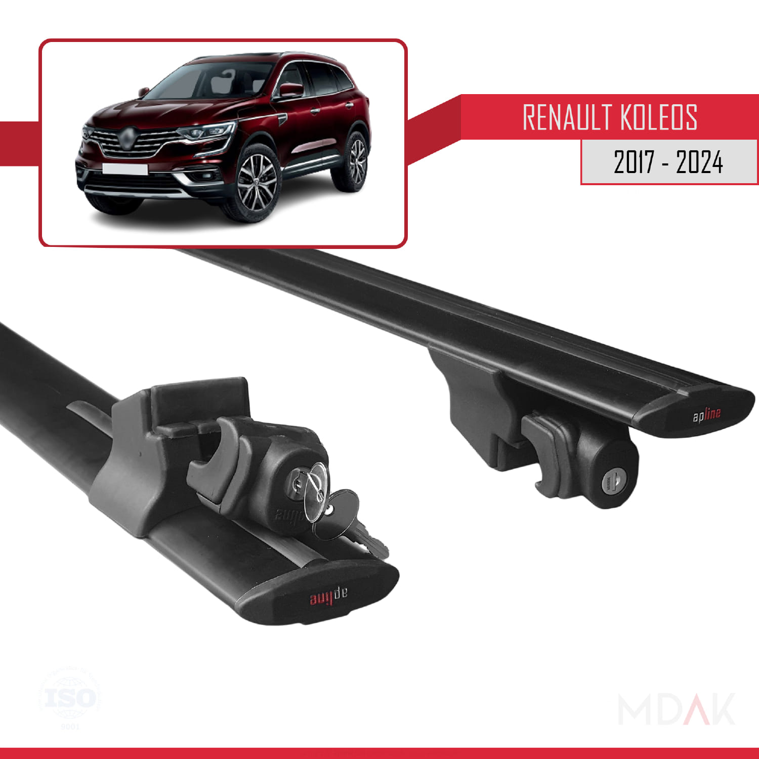 Renault Koleos 2 (HC) 2017-2024 Arası ile Uyumlu HOOK Model Ara Atkı Tavan Barı Siyah 2 Adet - Görsel 5