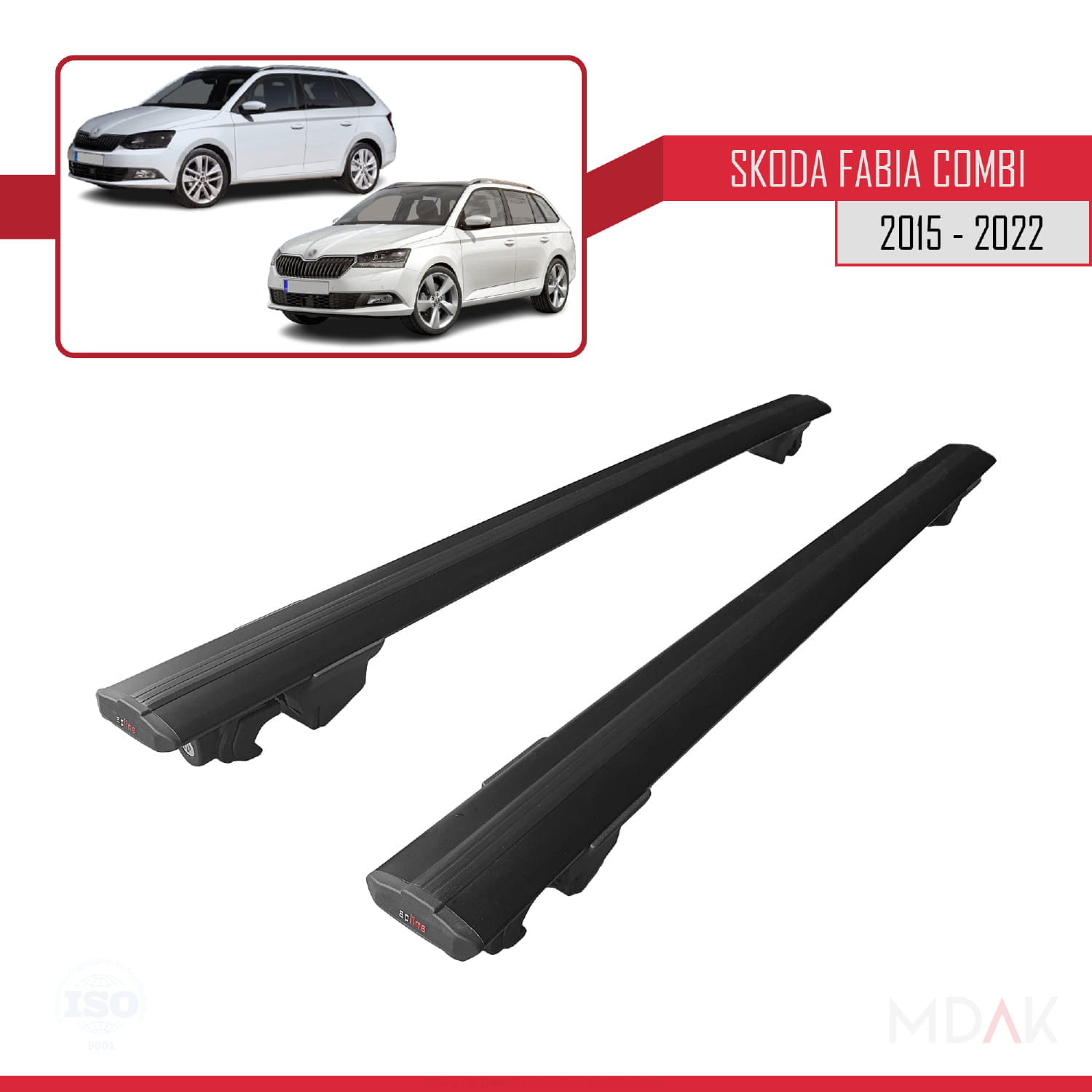Skoda Fabia 3 (NJ) SW 2015-2022 Arası ile Uyumlu HOOK Model Ara Atkı Tavan Barı Siyah 2 Adet - Görsel 4