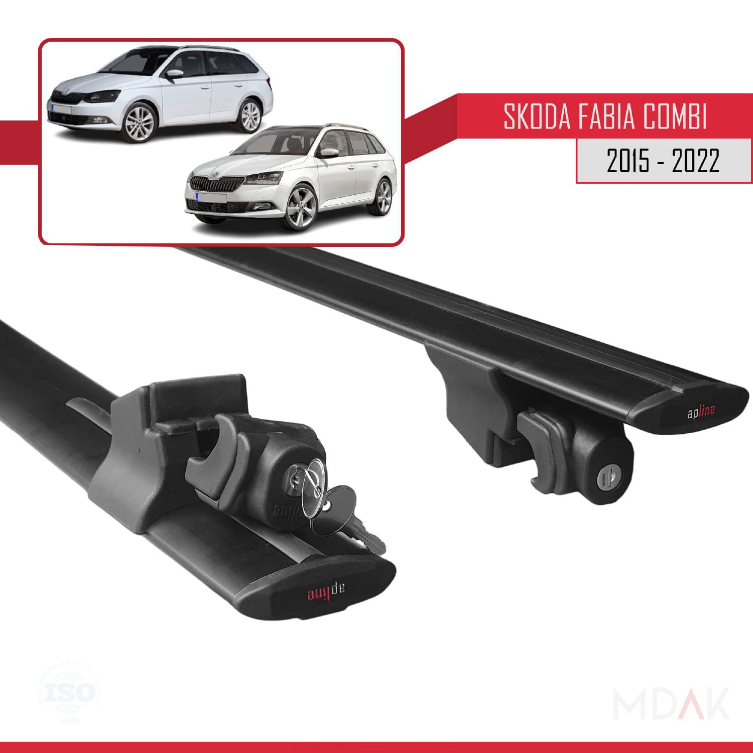 Skoda Fabia 3 (NJ) SW 2015-2022 Arası ile Uyumlu HOOK Model Ara Atkı Tavan Barı Siyah 2 Adet - Görsel 5
