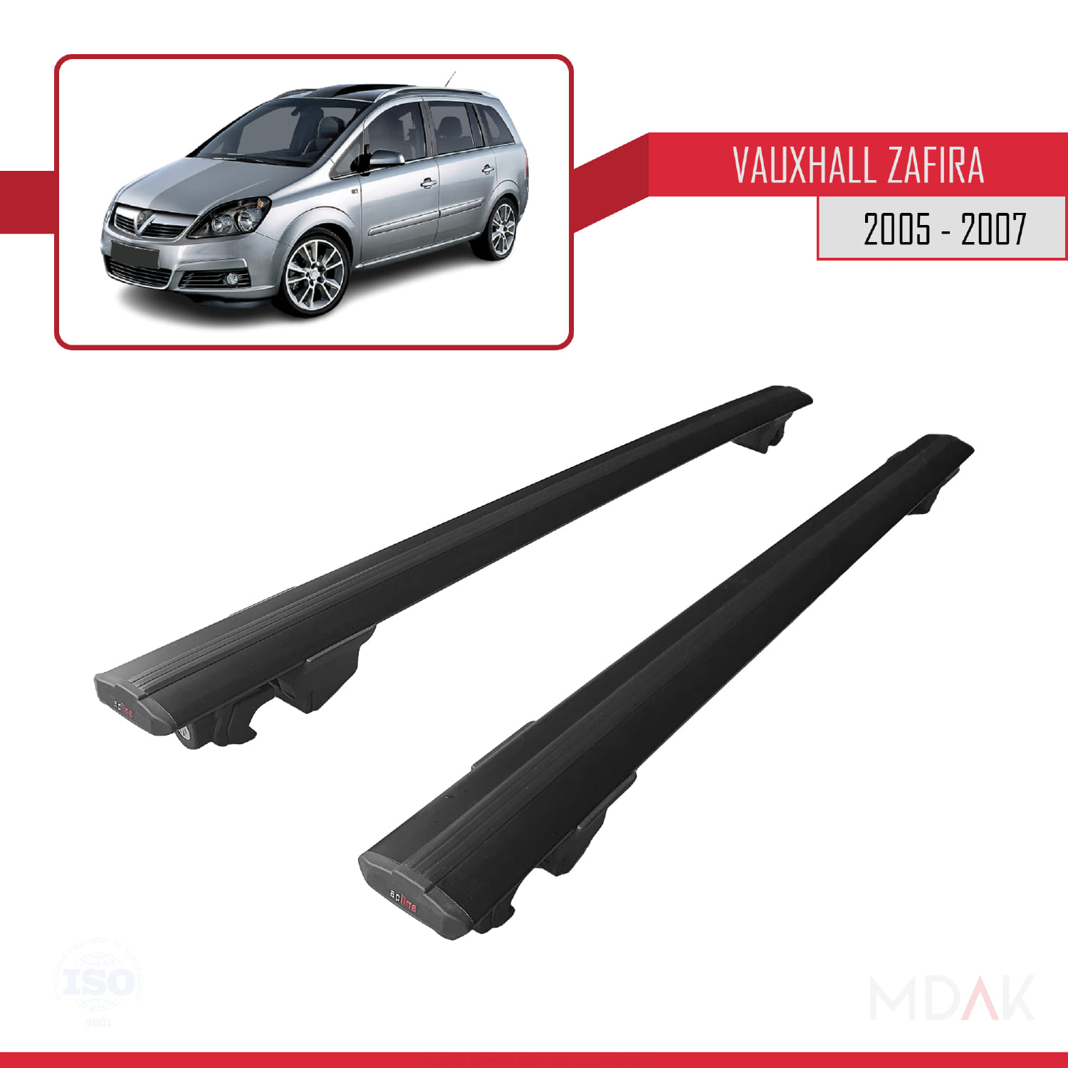 Vauxhall Zafira B (A05) 2005-2007 Arası ile Uyumlu HOOK Model Ara Atkı Tavan Barı Siyah 2 Adet - Görsel 4