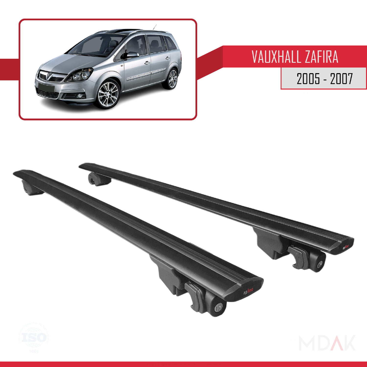 Vauxhall Zafira B (A05) 2005-2007 Arası ile Uyumlu HOOK Model Ara Atkı Tavan Barı Siyah 2 Adet - Görsel 9