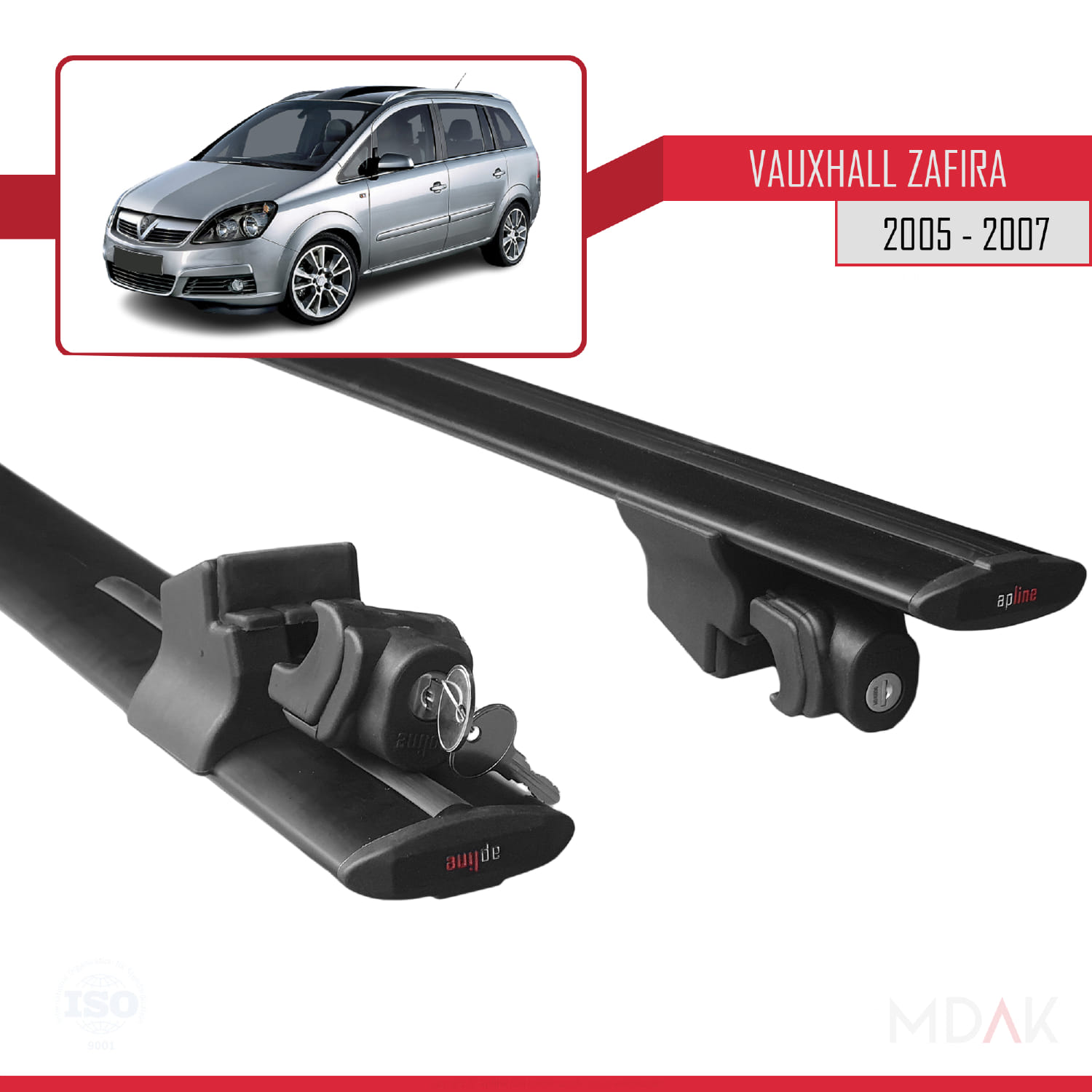 Vauxhall Zafira B (A05) 2005-2007 Arası ile Uyumlu HOOK Model Ara Atkı Tavan Barı Siyah 2 Adet - Görsel 5