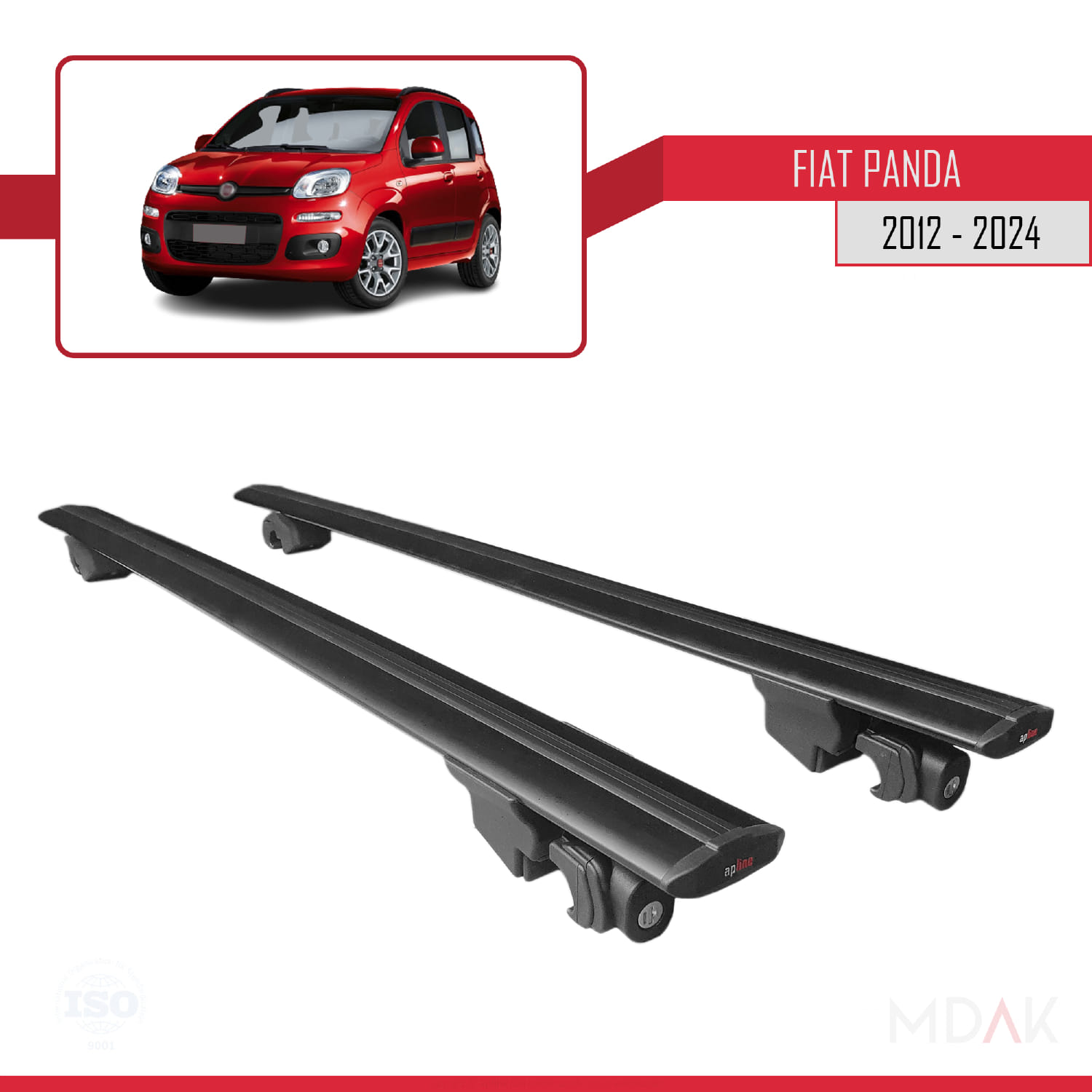 Fiat Panda 3 (319) 2012-2024 Arası ile Uyumlu HOOK Model Ara Atkı Tavan Barı Siyah 2 Adet - Görsel 9