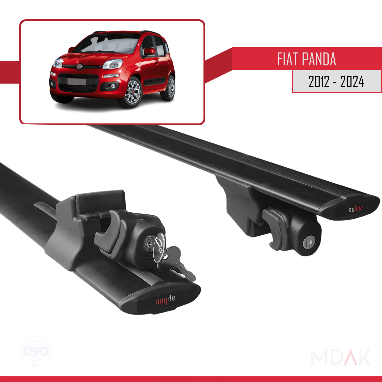Fiat Panda 3 (319) 2012-2024 Arası ile Uyumlu HOOK Model Ara Atkı Tavan Barı Siyah 2 Adet - Görsel 5