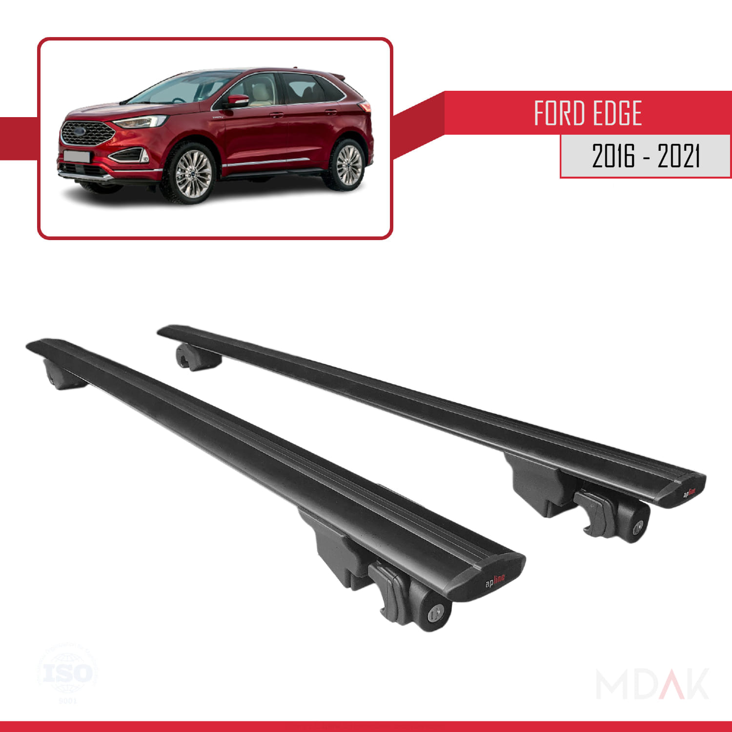 Ford Edge (CD539) 2016-2021 Arası ile Uyumlu HOOK Model Ara Atkı Tavan Barı Siyah 2 Adet - Görsel 8