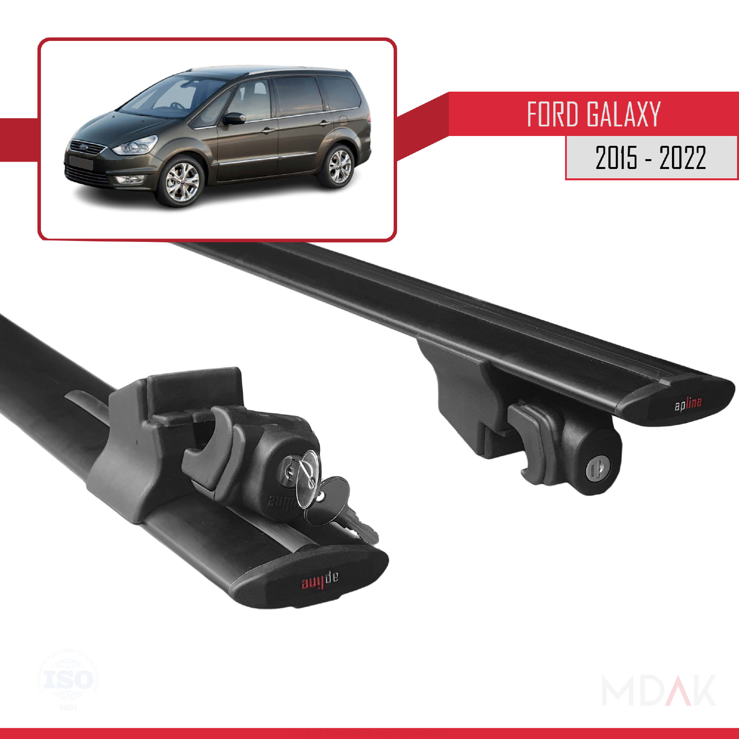 Ford Galaxy 2 (CD390) 2015-2022 Arası ile Uyumlu HOOK Model Ara Atkı Tavan Barı Siyah 2 Adet - Görsel 5