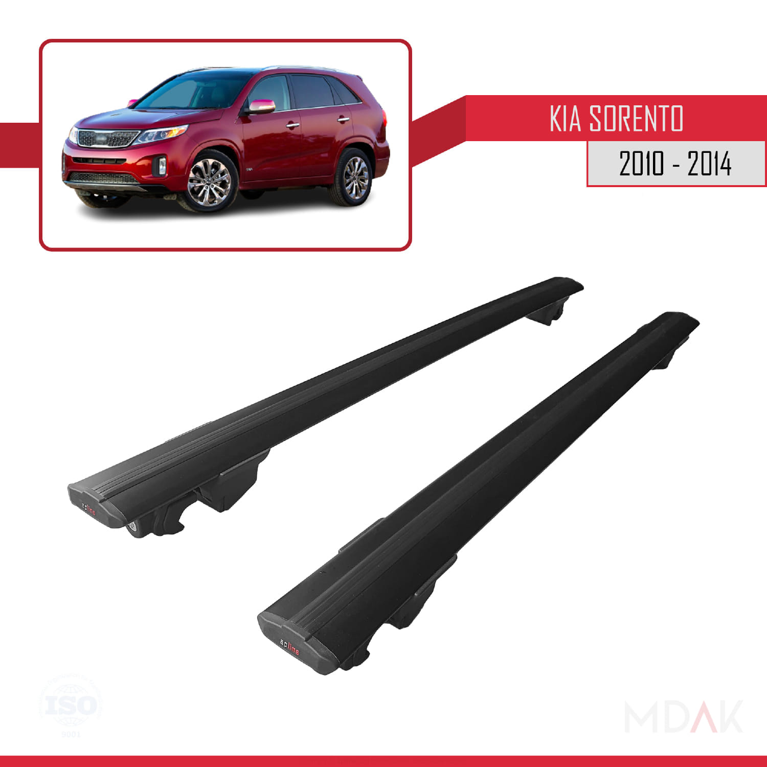 Kia Sorento 2 (XM) 2010-2014 Arası ile Uyumlu HOOK Model Ara Atkı Tavan Barı Siyah 2 Adet - Görsel 4