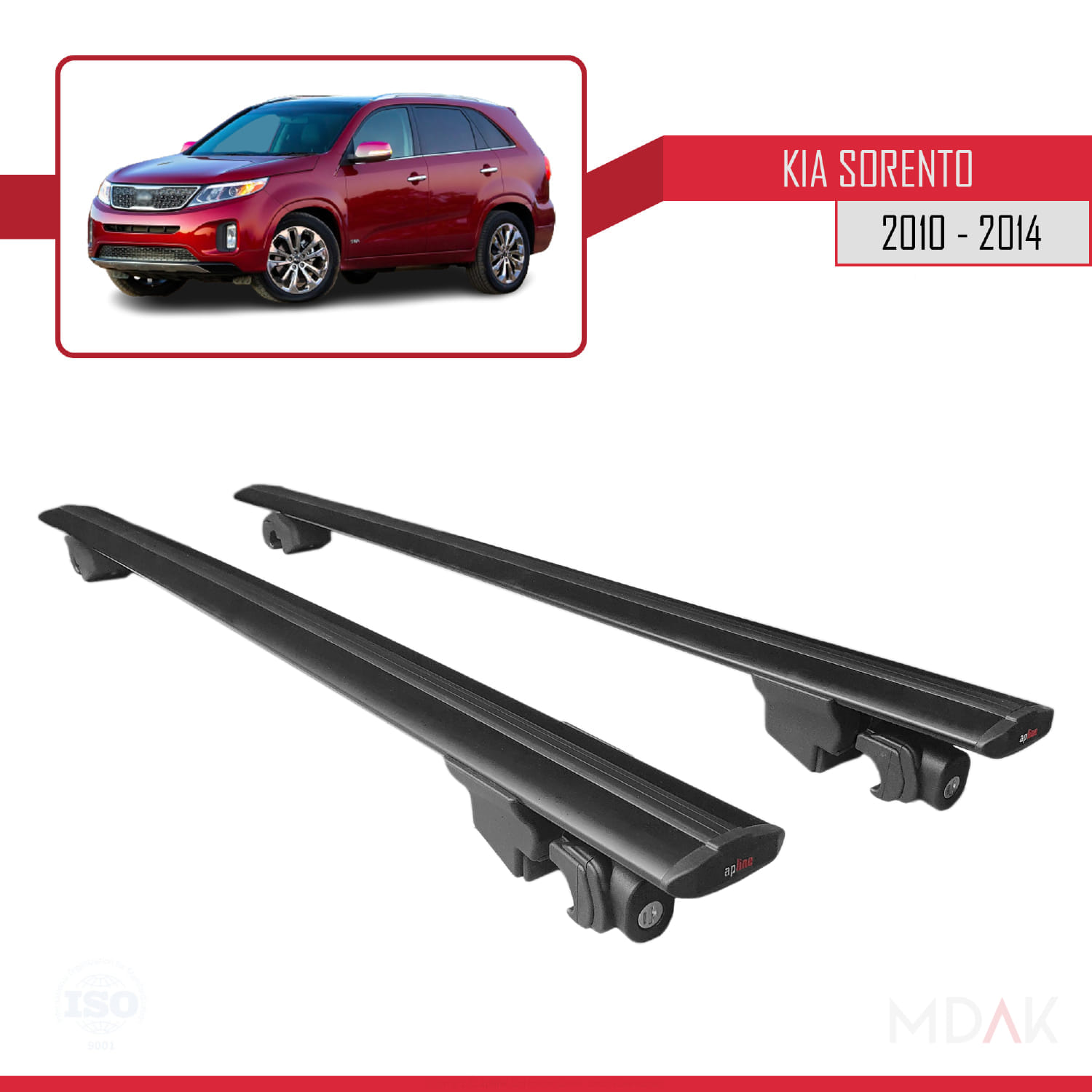 Kia Sorento 2 (XM) 2010-2014 Arası ile Uyumlu HOOK Model Ara Atkı Tavan Barı Siyah 2 Adet - Görsel 8
