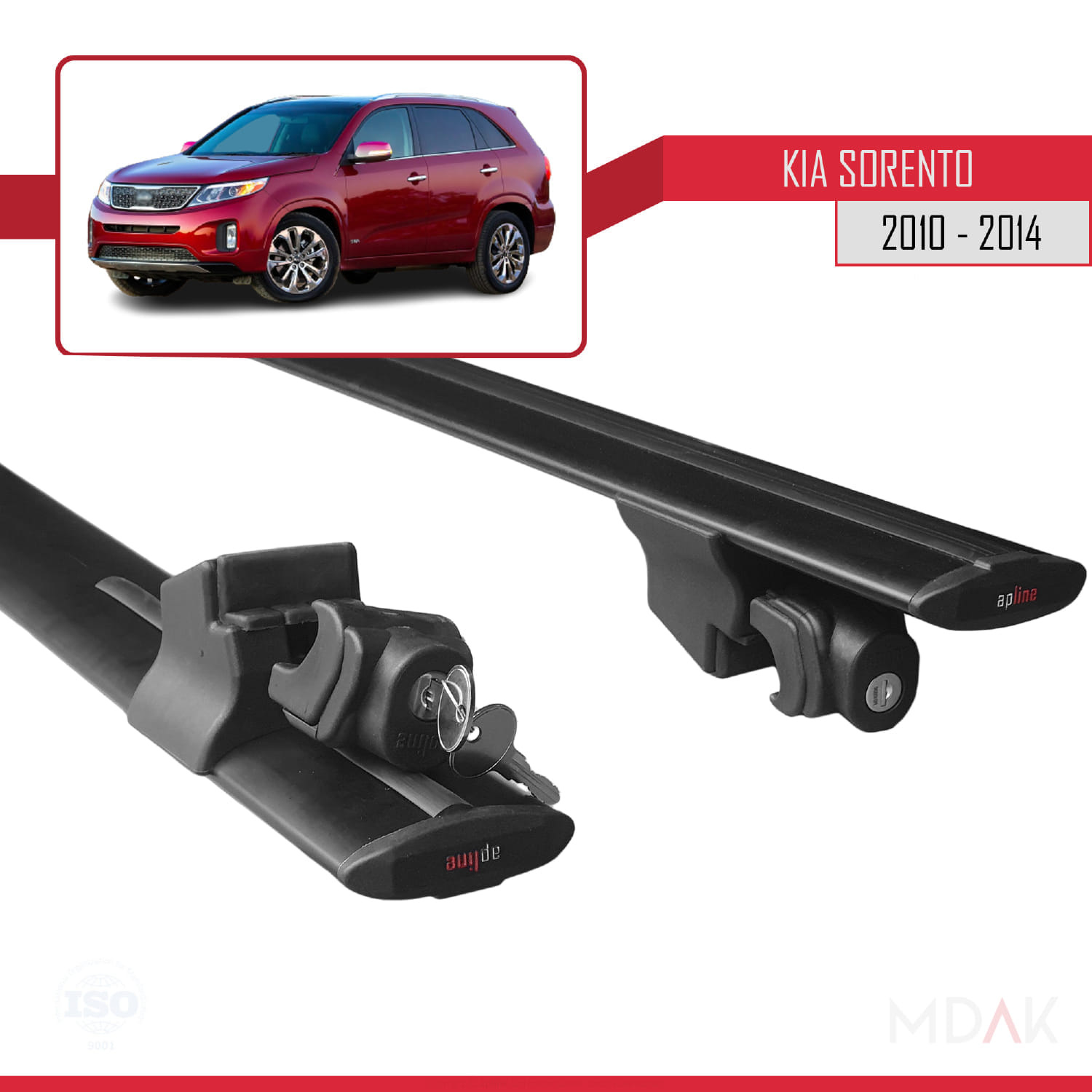Kia Sorento 2 (XM) 2010-2014 Arası ile Uyumlu HOOK Model Ara Atkı Tavan Barı Siyah 2 Adet - Görsel 5