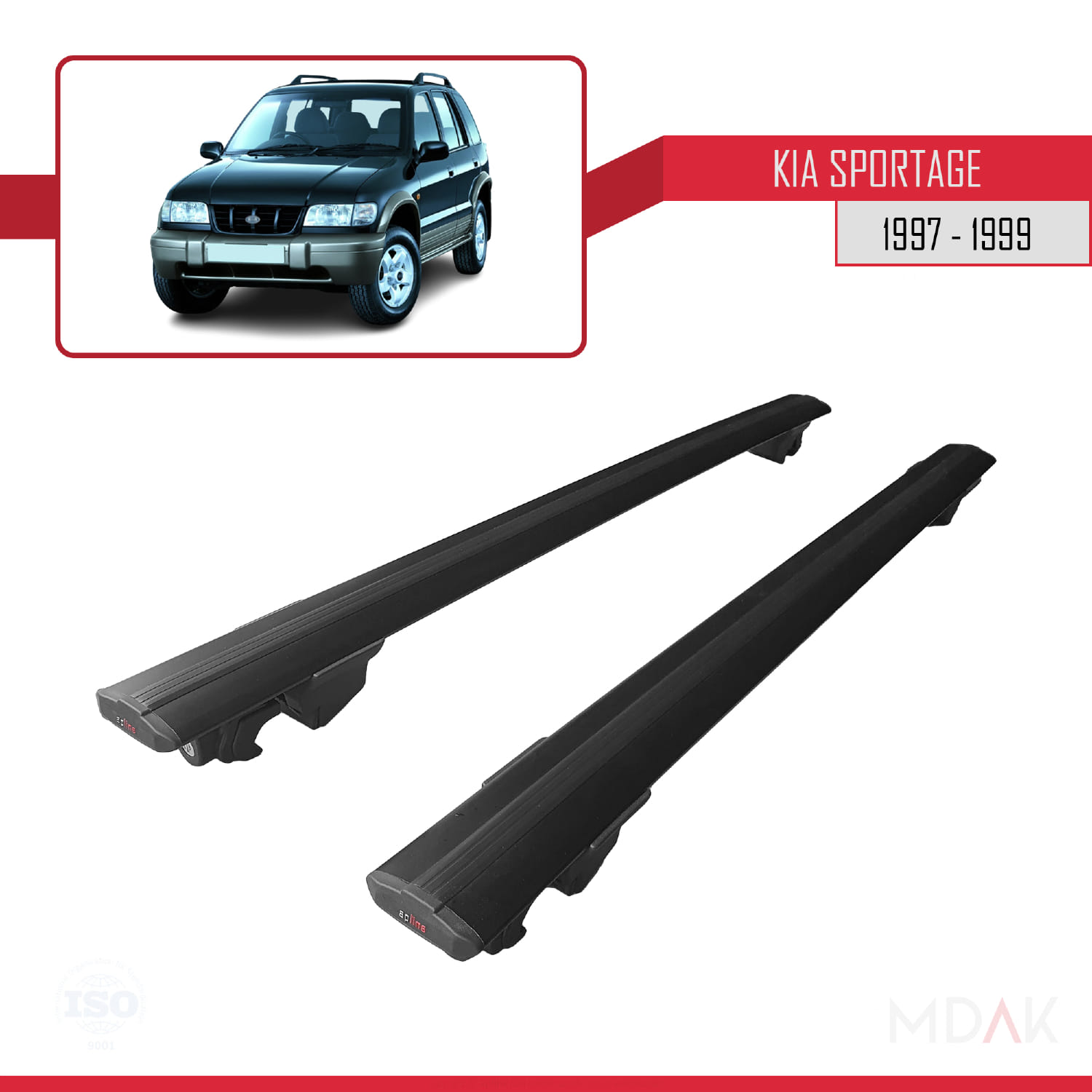 Kia Sportage 1997-1999 Arası ile Uyumlu HOOK Model Ara Atkı Tavan Barı Siyah 2 Adet - Görsel 4