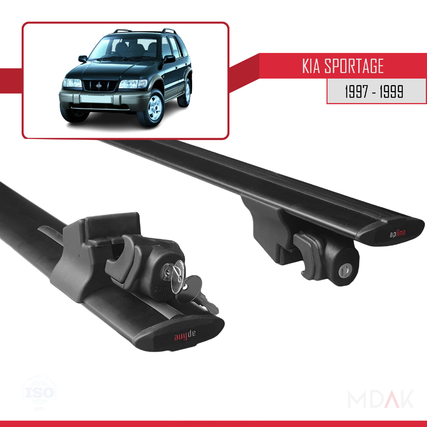 Kia Sportage 1997-1999 Arası ile Uyumlu HOOK Model Ara Atkı Tavan Barı Siyah 2 Adet - Görsel 5