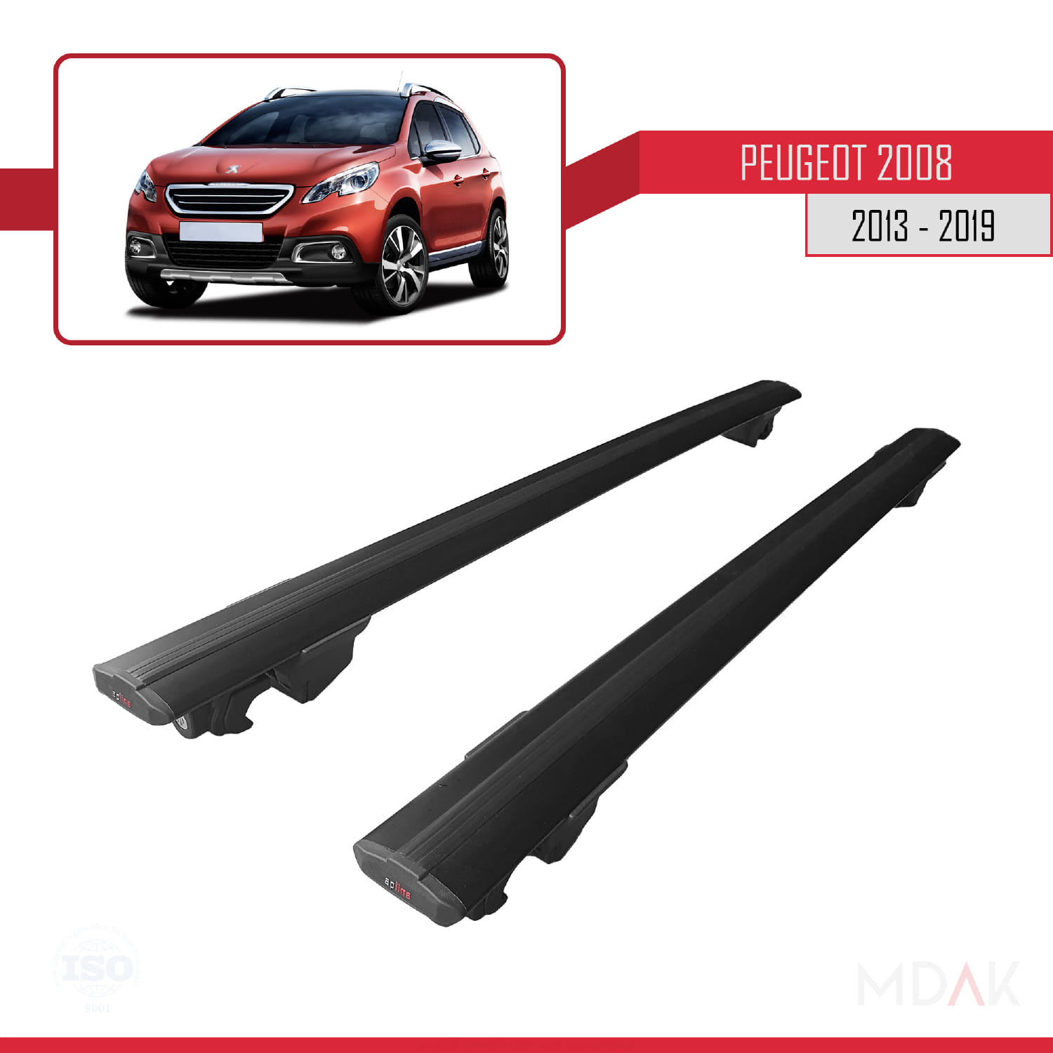 Peugeot 2008 (A94) 2013-2019 Arası ile Uyumlu HOOK Model Ara Atkı Tavan Barı Siyah 2 Adet - Görsel 4