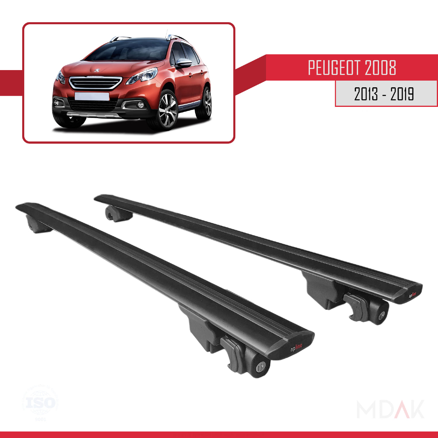 Peugeot 2008 (A94) 2013-2019 Arası ile Uyumlu HOOK Model Ara Atkı Tavan Barı Siyah 2 Adet - Görsel 9
