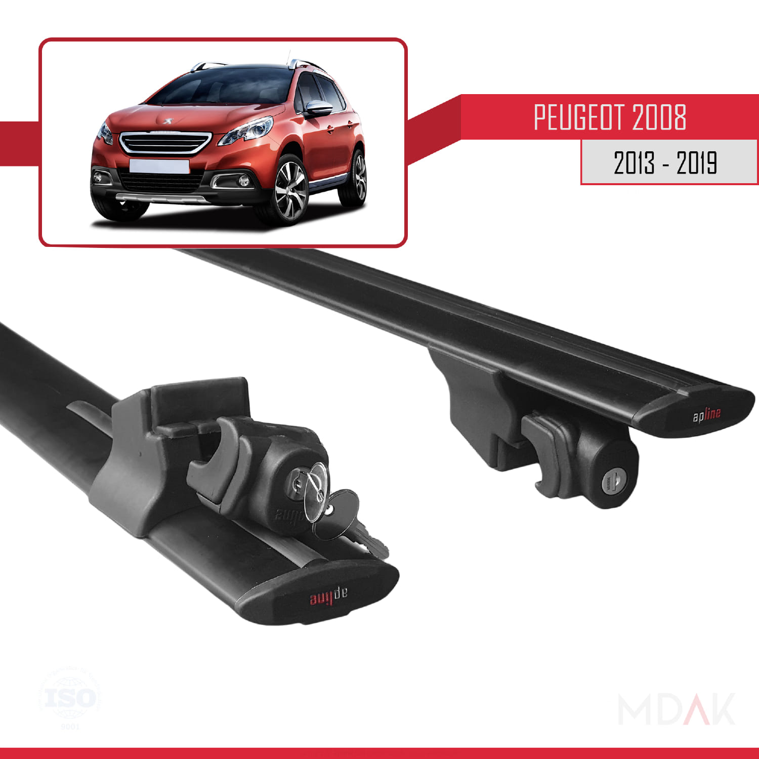 Peugeot 2008 (A94) 2013-2019 Arası ile Uyumlu HOOK Model Ara Atkı Tavan Barı Siyah 2 Adet - Görsel 5