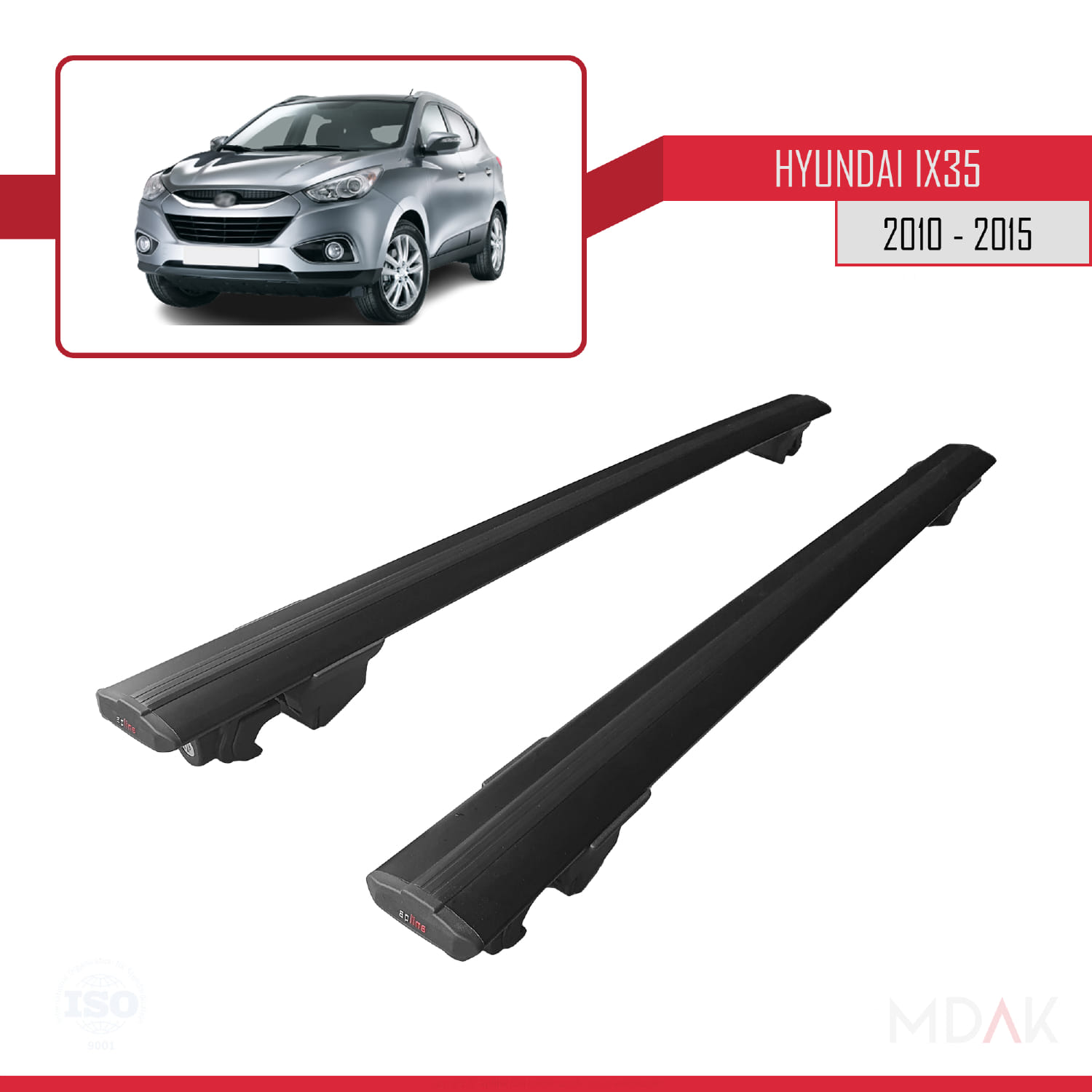 Hyundai ix35 2 (LM) 2010-2015 Arası ile Uyumlu HOOK Model Ara Atkı Tavan Barı Siyah 2 Adet - Görsel 4