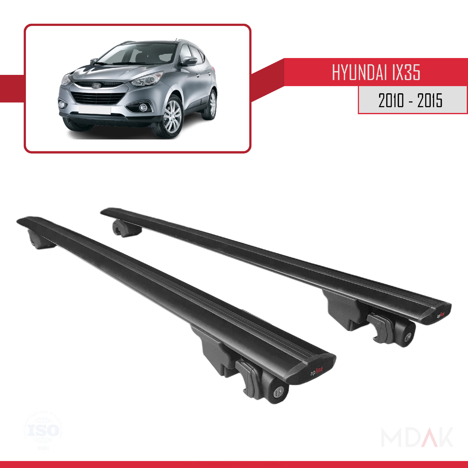 Hyundai ix35 2 (LM) 2010-2015 Arası ile Uyumlu HOOK Model Ara Atkı Tavan Barı Siyah 2 Adet - Görsel 9
