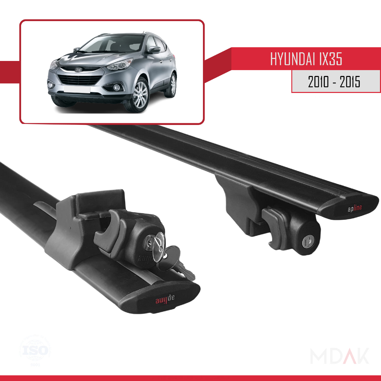 Hyundai ix35 2 (LM) 2010-2015 Arası ile Uyumlu HOOK Model Ara Atkı Tavan Barı Siyah 2 Adet - Görsel 5