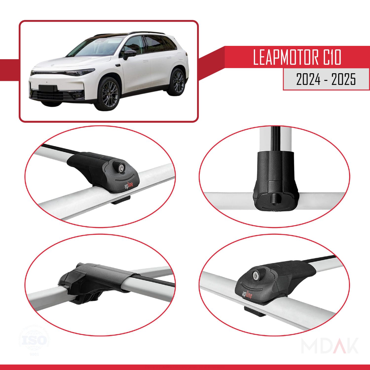 LEAPMOTOR C10 2024-2025 Arası ile Uyumlu ACE-1 Ara Atkı Tavan Barı Gri 2 Adet - Görsel 4