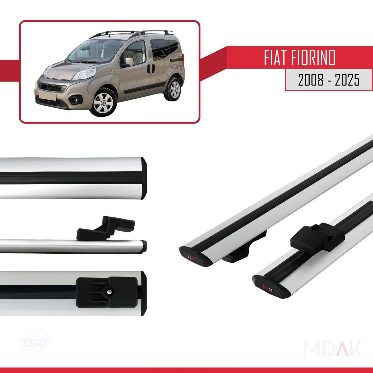Fiat Fiorino (BORU TİPİ) 2008-2025 Arası ile uyumlu BASIC Model Ara Atkı Tavan Barı Gri 2 Adet - Görsel 3