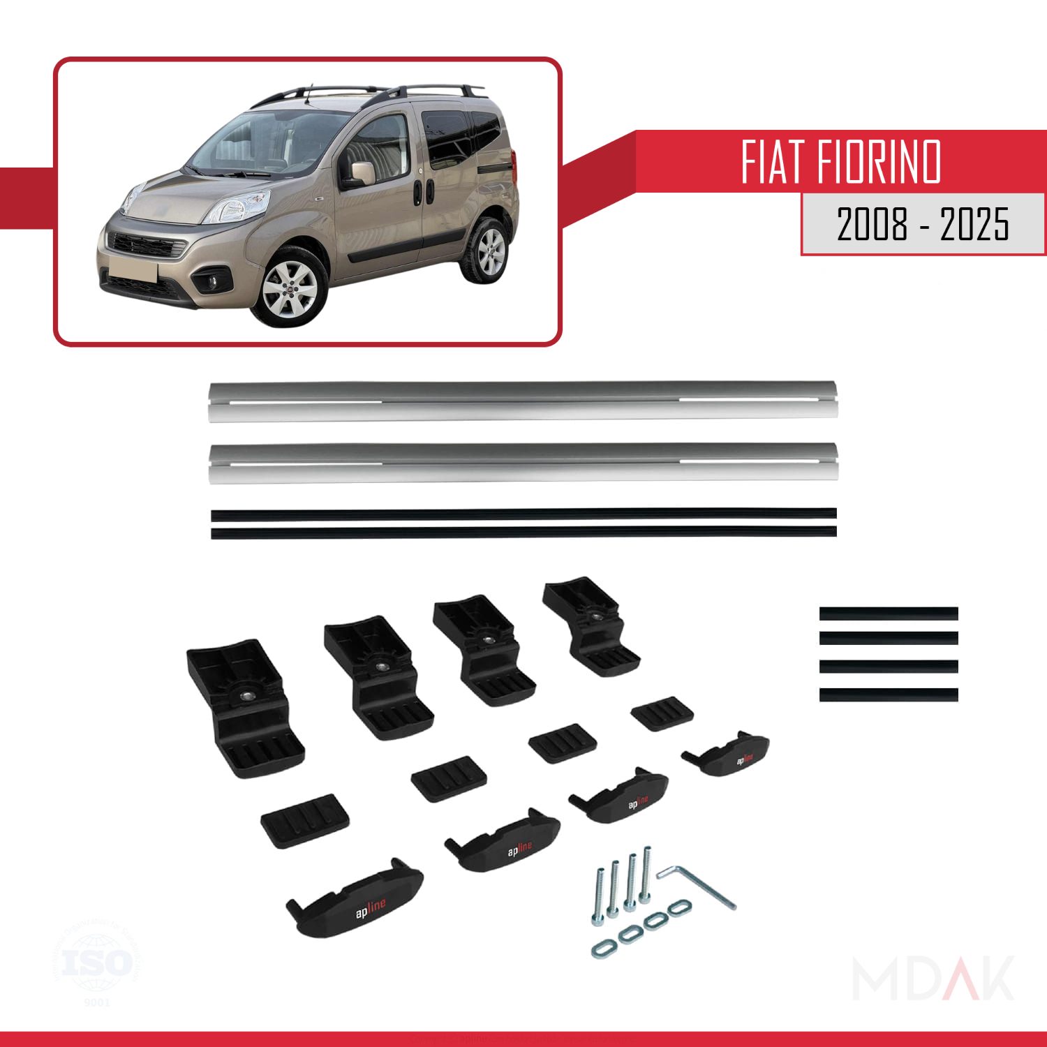 Fiat Fiorino (BORU TİPİ) 2008-2025 Arası ile uyumlu BASIC Model Ara Atkı Tavan Barı Gri 2 Adet - Görsel 6