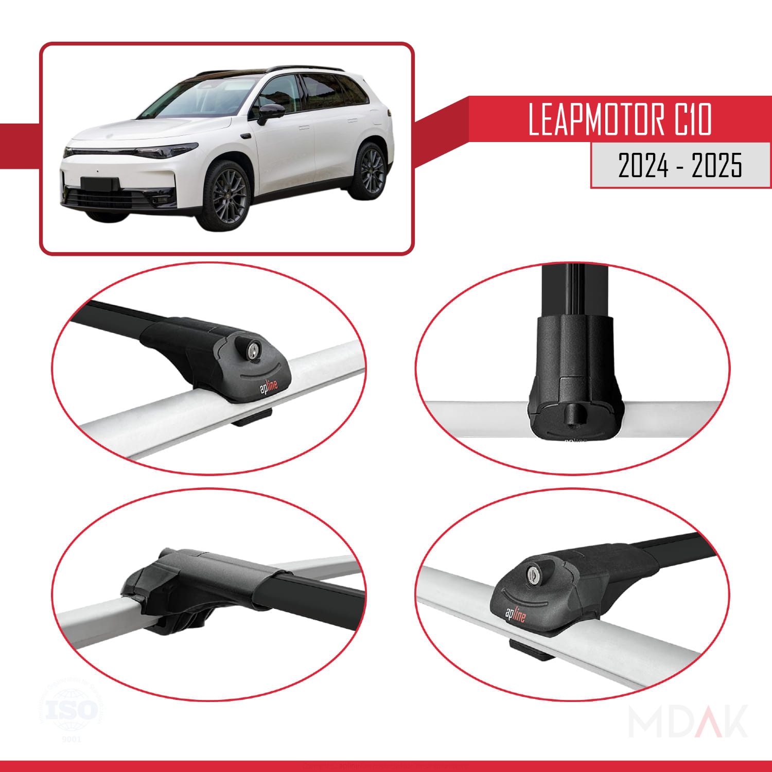 LEAPMOTOR C10 2024-2025 Arası ile Uyumlu ACE-1 Ara Atkı Tavan Barı Siyah 2 Adet - Görsel 4