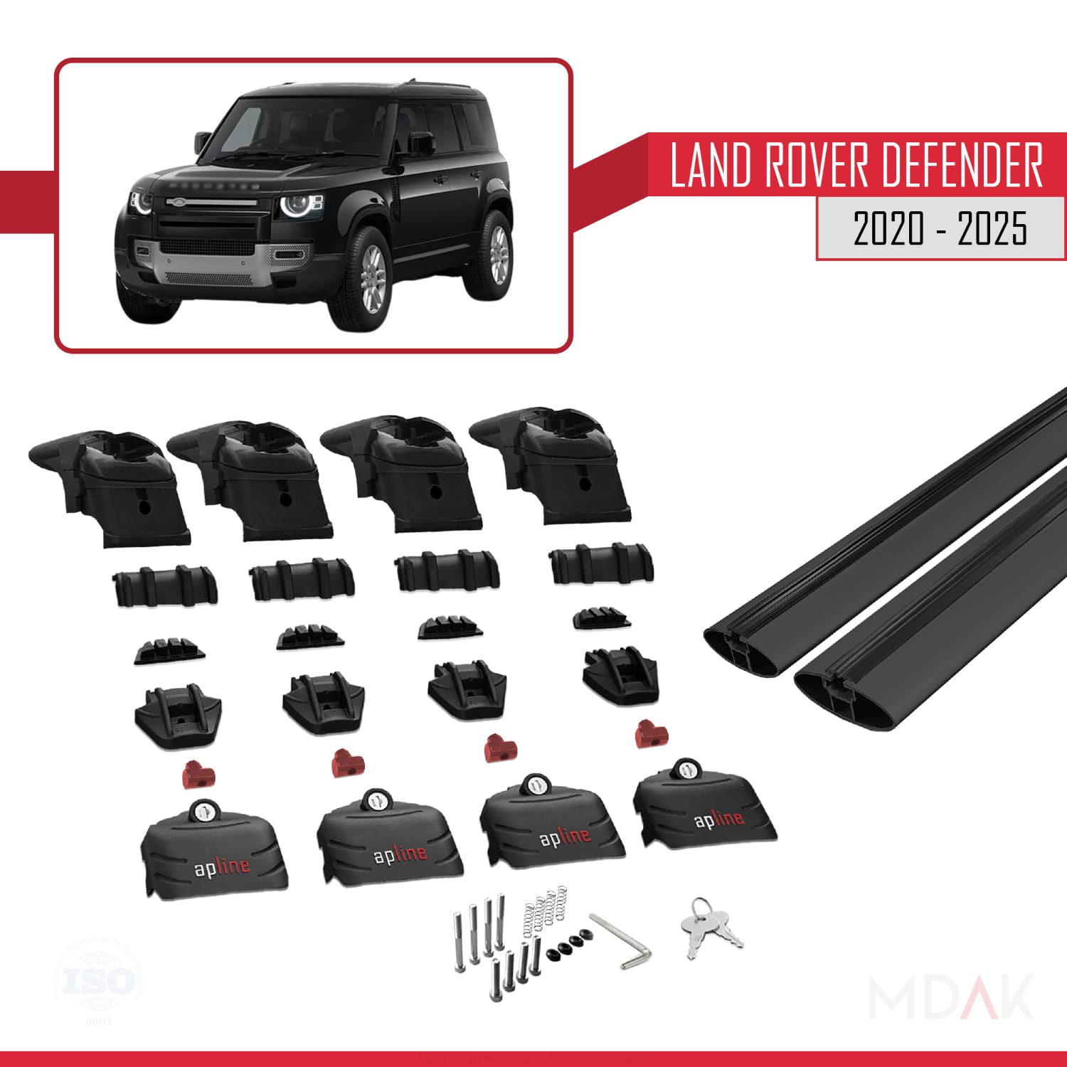 Land Rover Defender 2020-2025 Arası ile uyumlu ACE-2 Ara Atkı Tavan Barı Siyah 2 Adet - Görsel 5