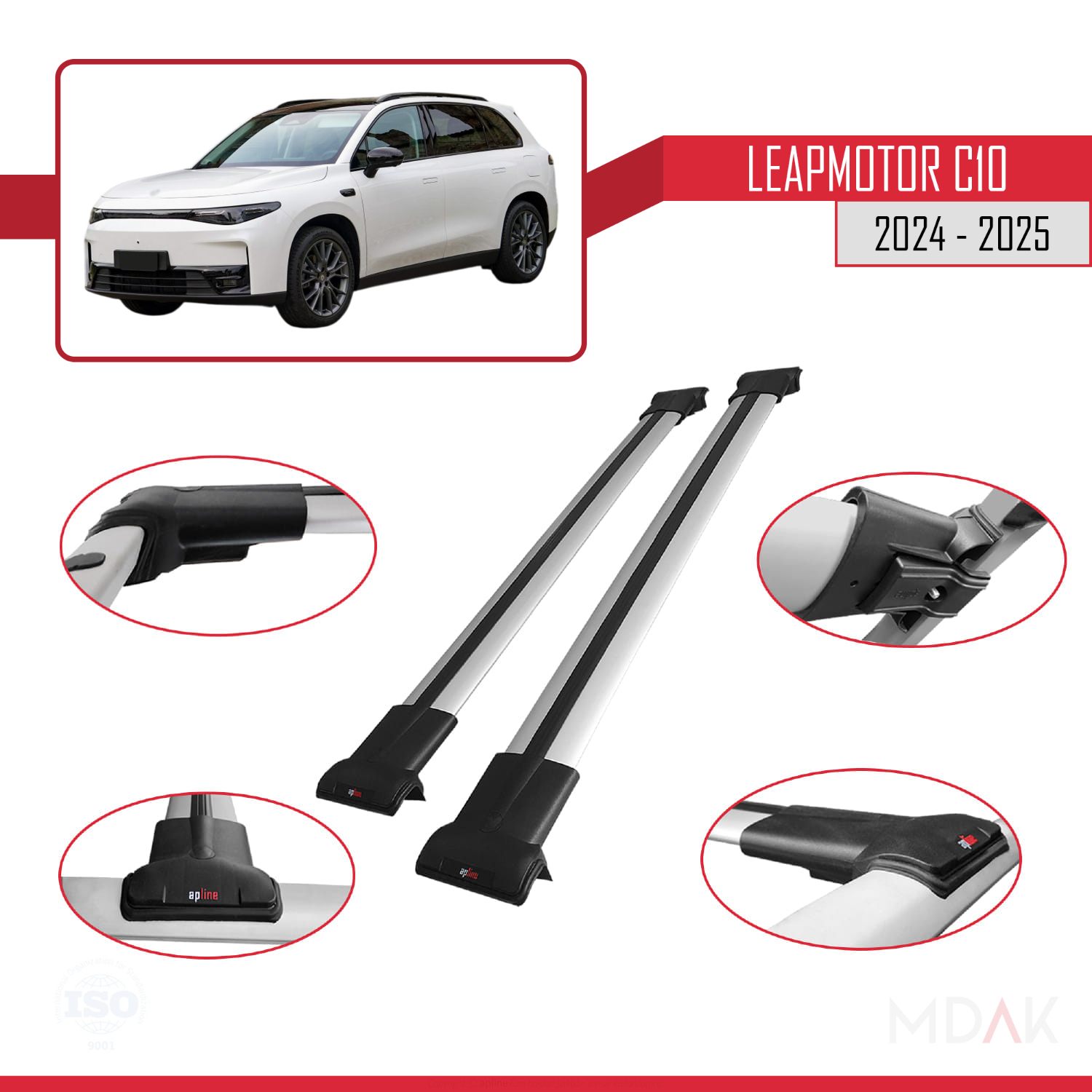 LEAPMOTOR C10 2024-2025 Arası ile Uyumlu FLY Model Ara Atkı Tavan Barı Gri 2 Adet - Görsel 3