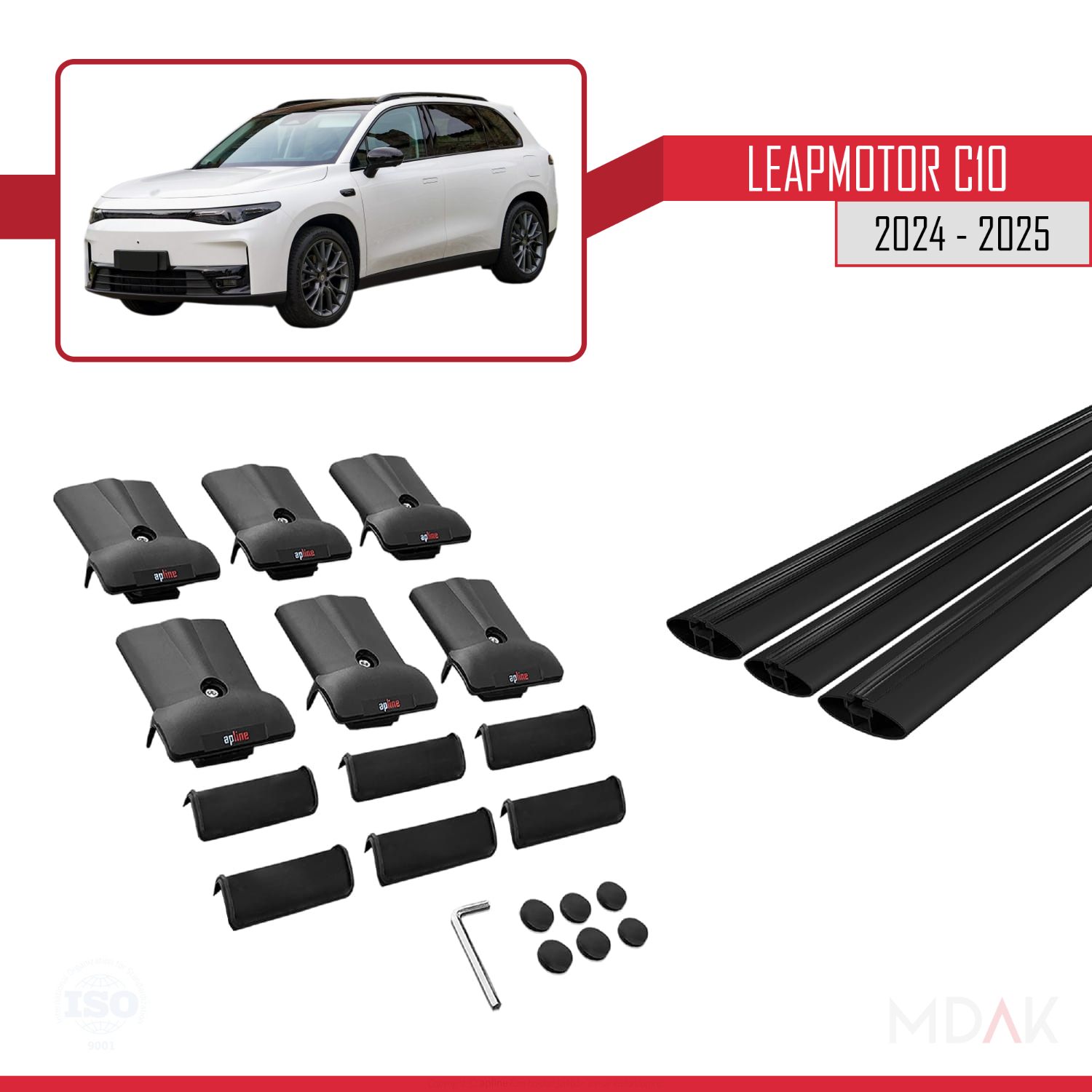 LEAPMOTOR C10 2024-2025 Arası ile Uyumlu FLY Model Ara Atkı Tavan Barı Siyah 3 Adet - Görsel 5