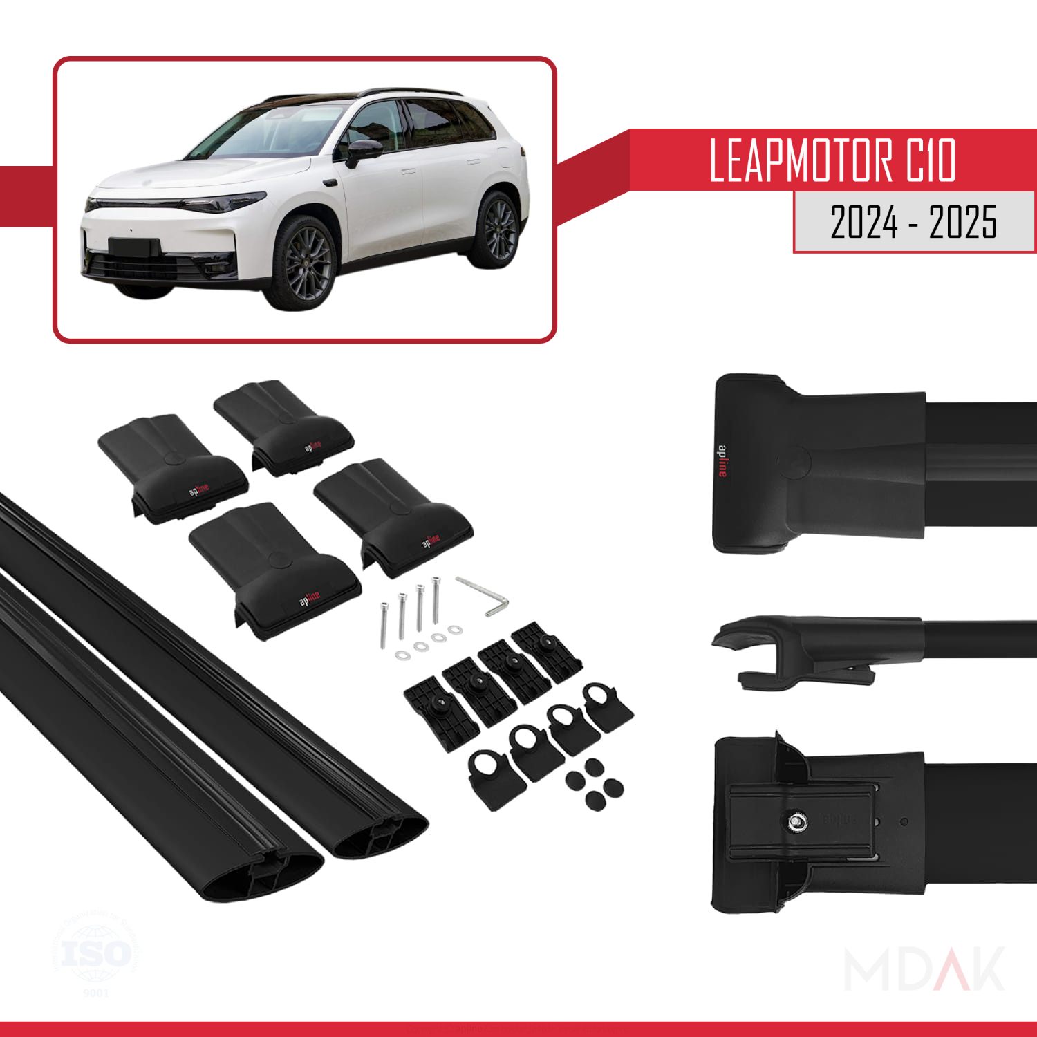 LEAPMOTOR C10 2024-2025 Arası ile Uyumlu FLY Model Ara Atkı Tavan Barı Siyah 2 Adet - Görsel 5
