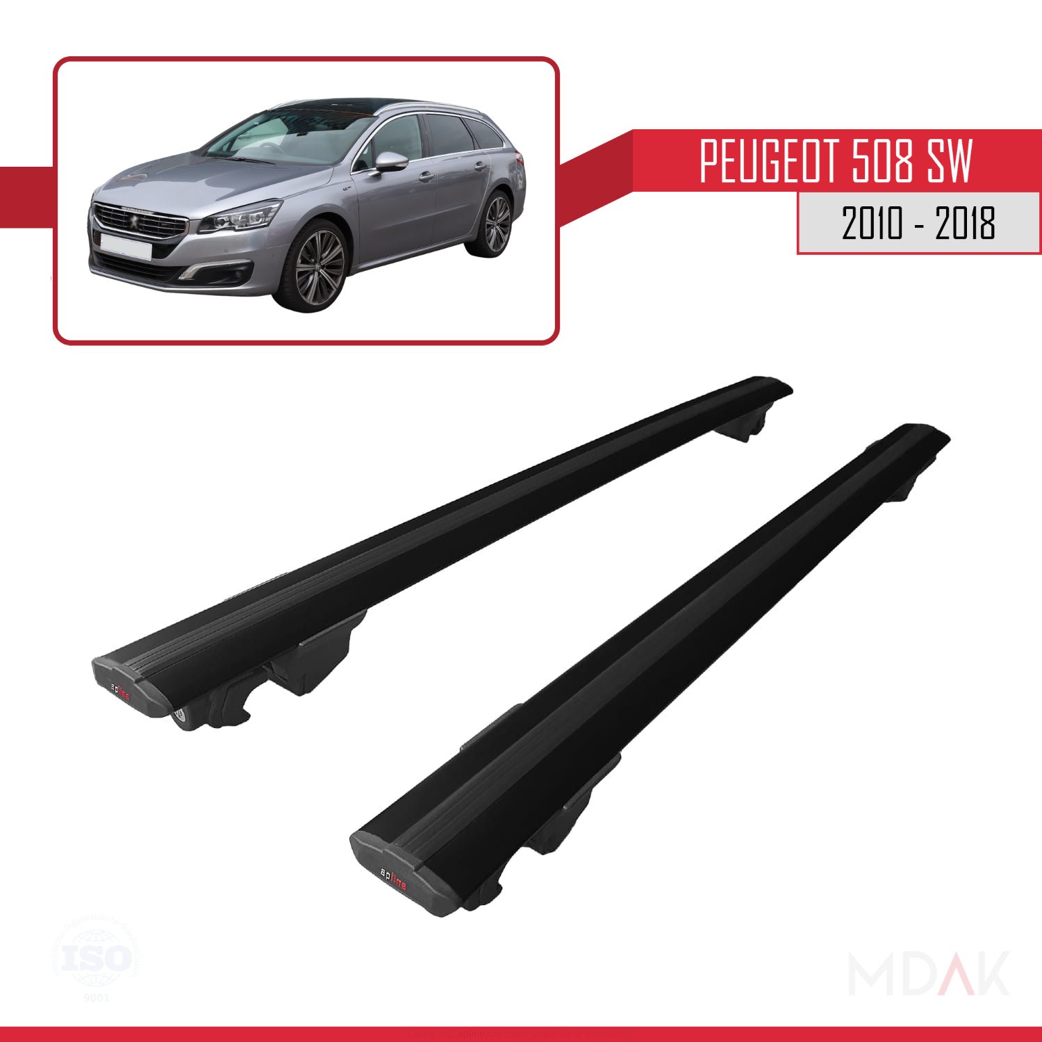 Peugeot 508 SW 2010-2018 Arası ile Uyumlu HOOK Model Ara Atkı Tavan Barı Siyah 2 Adet - Görsel 4