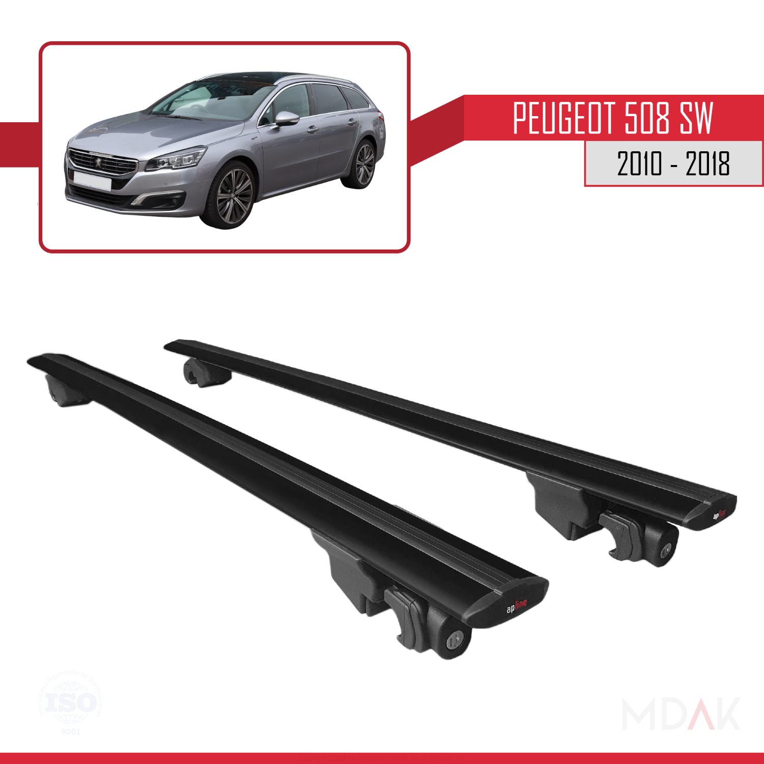 Peugeot 508 SW 2010-2018 Arası ile Uyumlu HOOK Model Ara Atkı Tavan Barı Siyah 2 Adet - Görsel 9