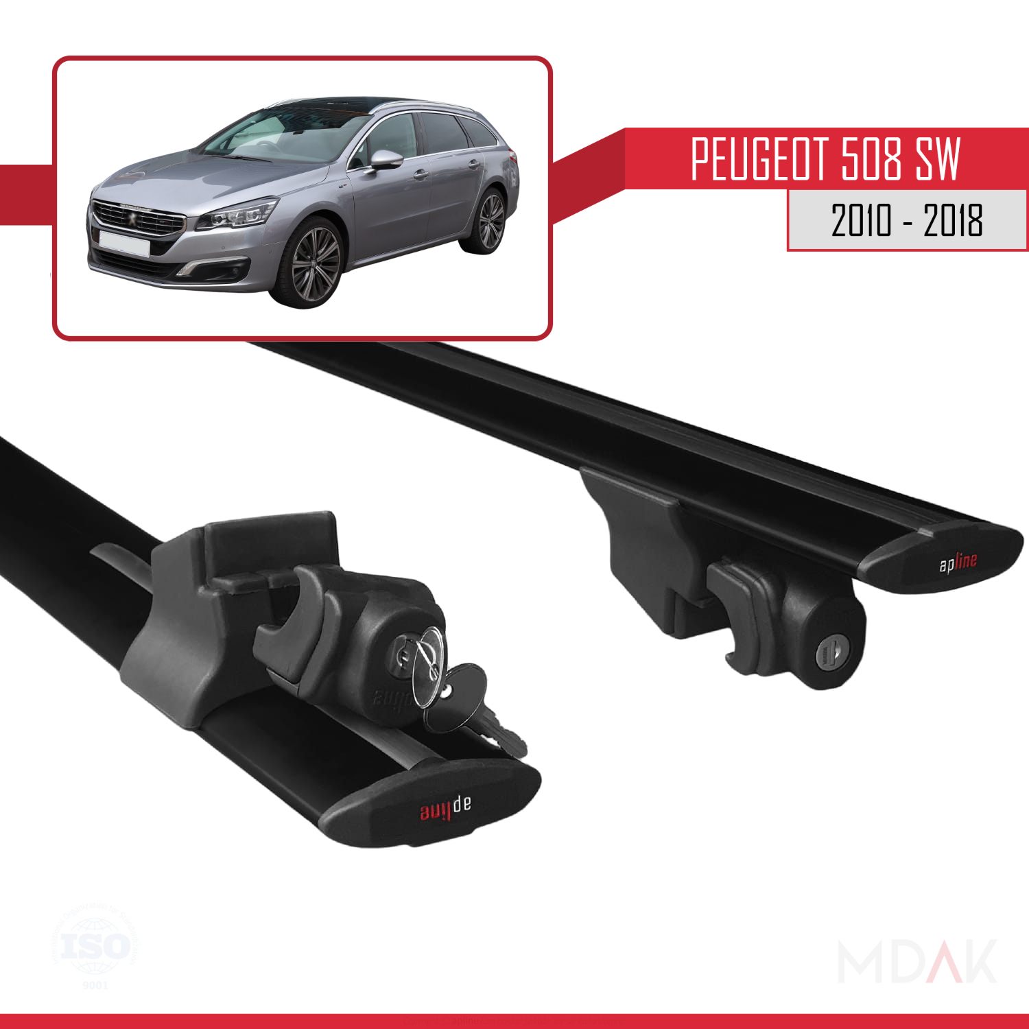 Peugeot 508 SW 2010-2018 Arası ile Uyumlu HOOK Model Ara Atkı Tavan Barı Siyah 2 Adet - Görsel 5