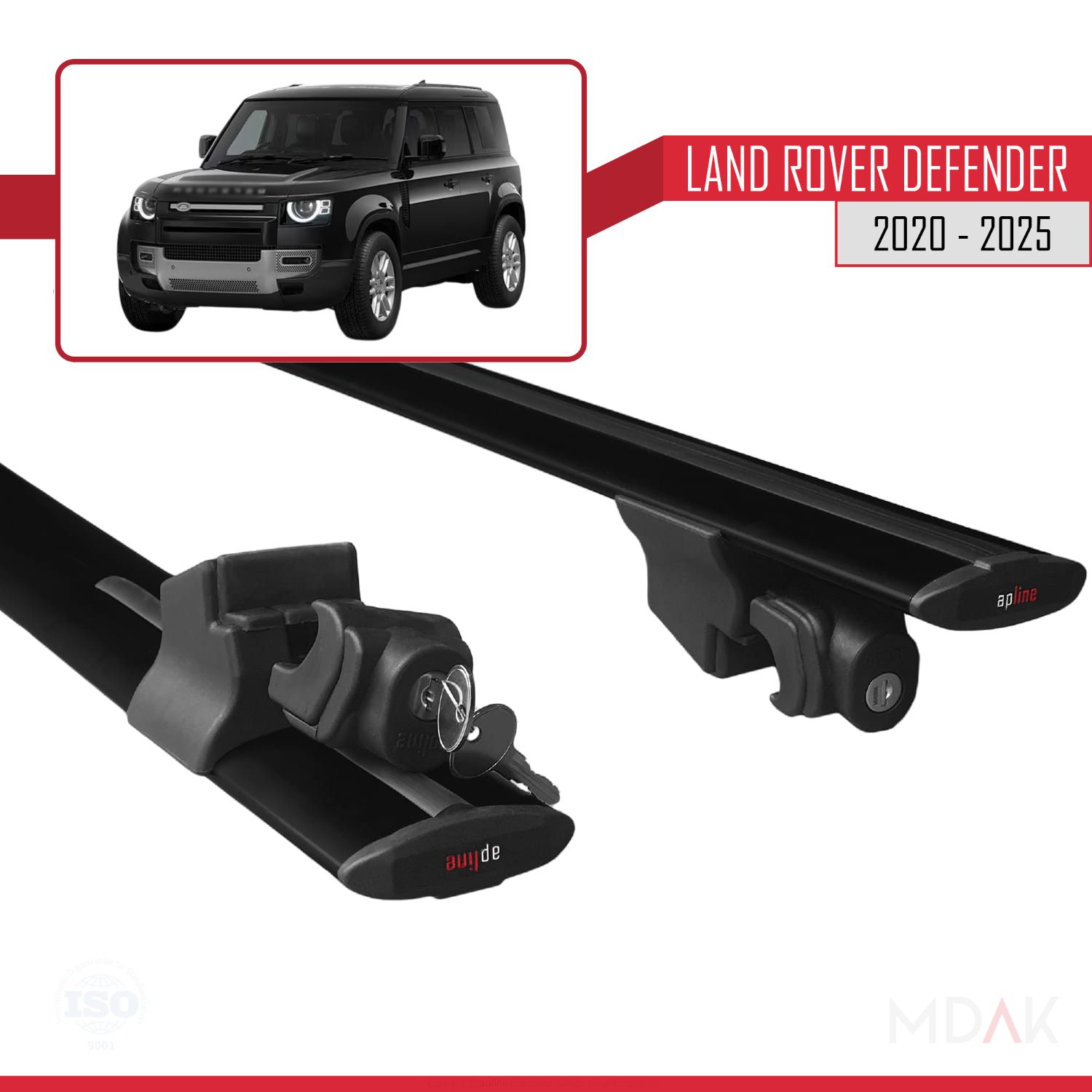 Land Rover Defender 2020-2025 Arası ile Uyumlu HOOK Model Ara Atkı Tavan Barı Siyah 2 Adet - Görsel 5