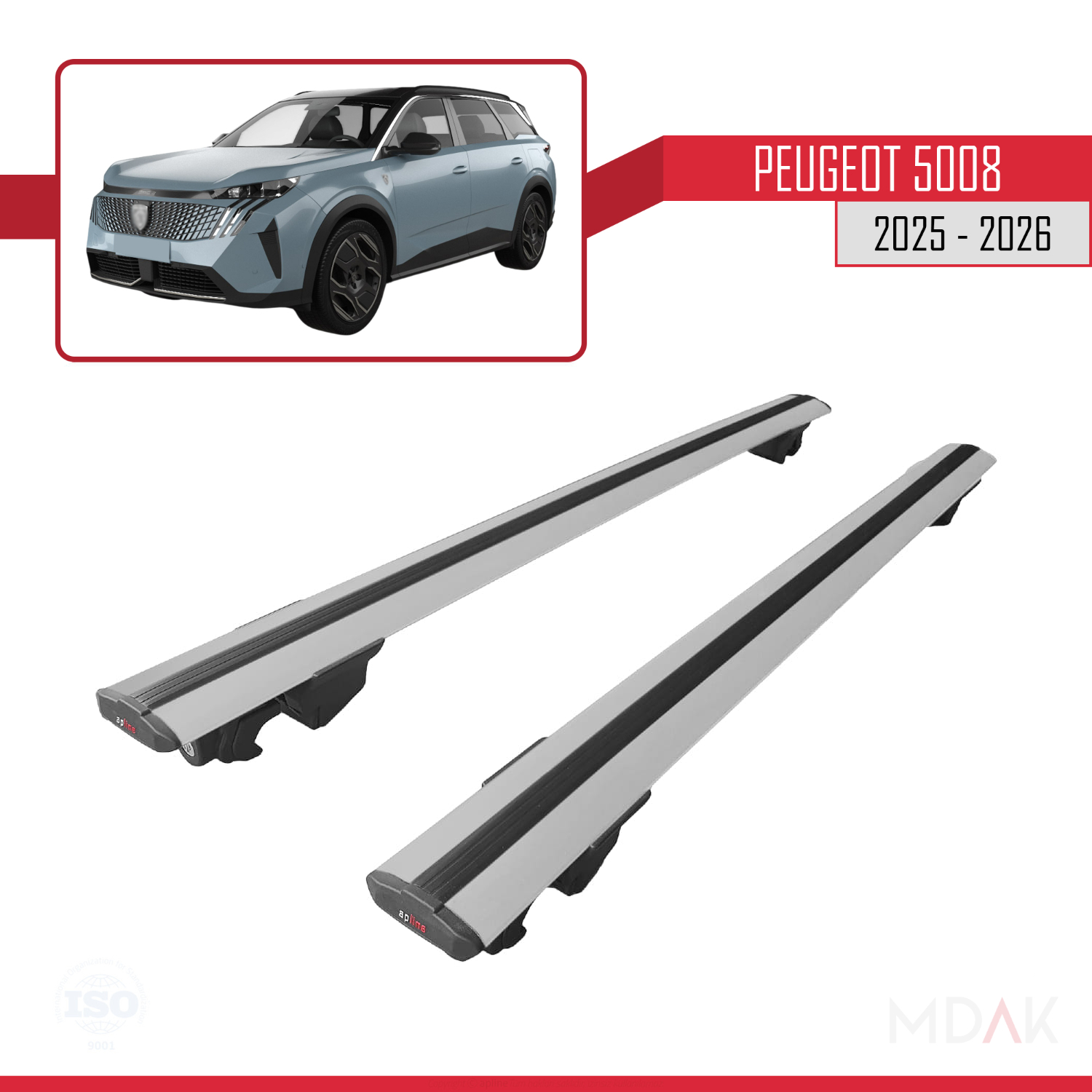 Peugeot 5008 2025-2026 Arası ile Uyumlu HOOK Model Ara Atkı Tavan Barı Gri 2 Adet - Görsel 4