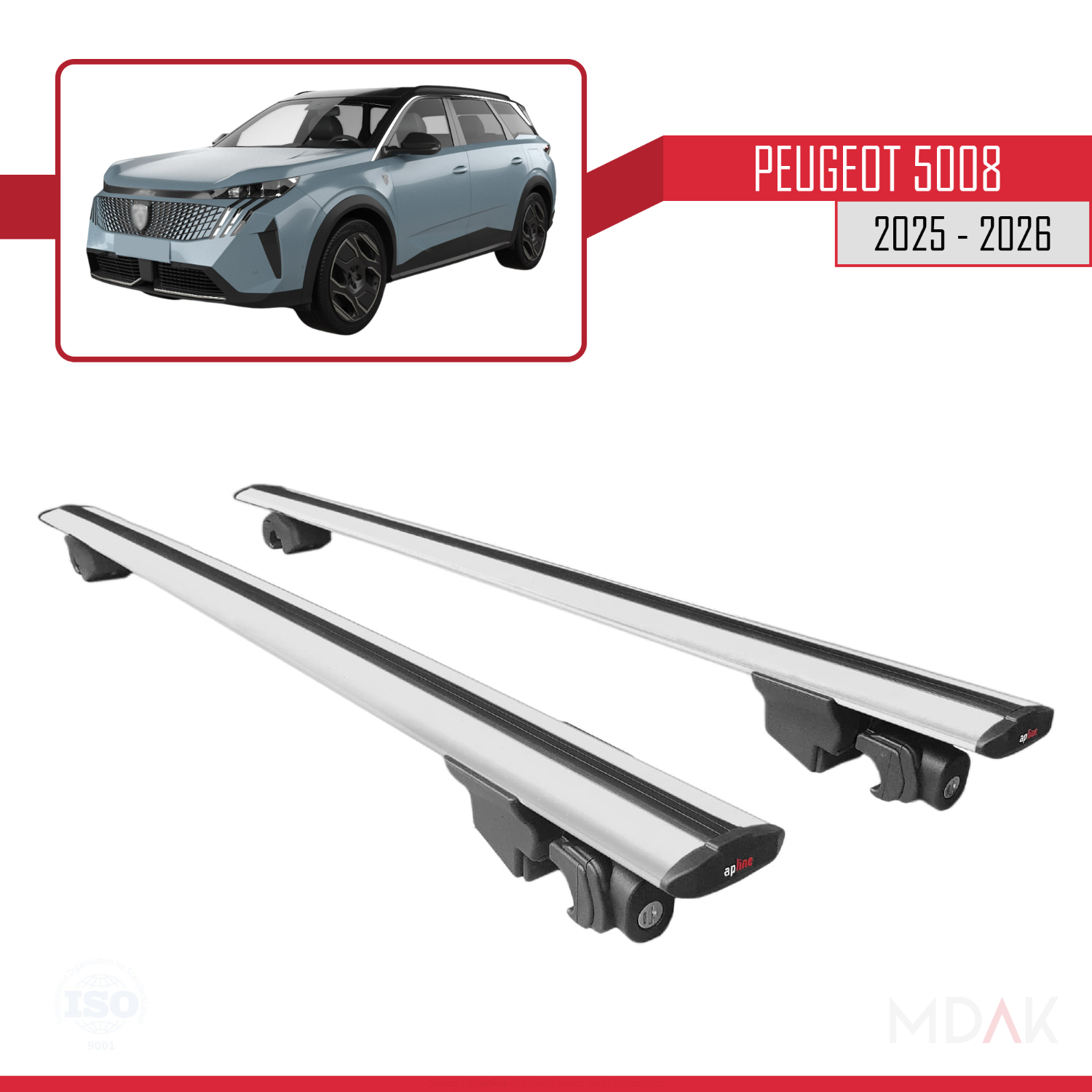 Peugeot 5008 2025-2026 Arası ile Uyumlu HOOK Model Ara Atkı Tavan Barı Gri 2 Adet - Görsel 9