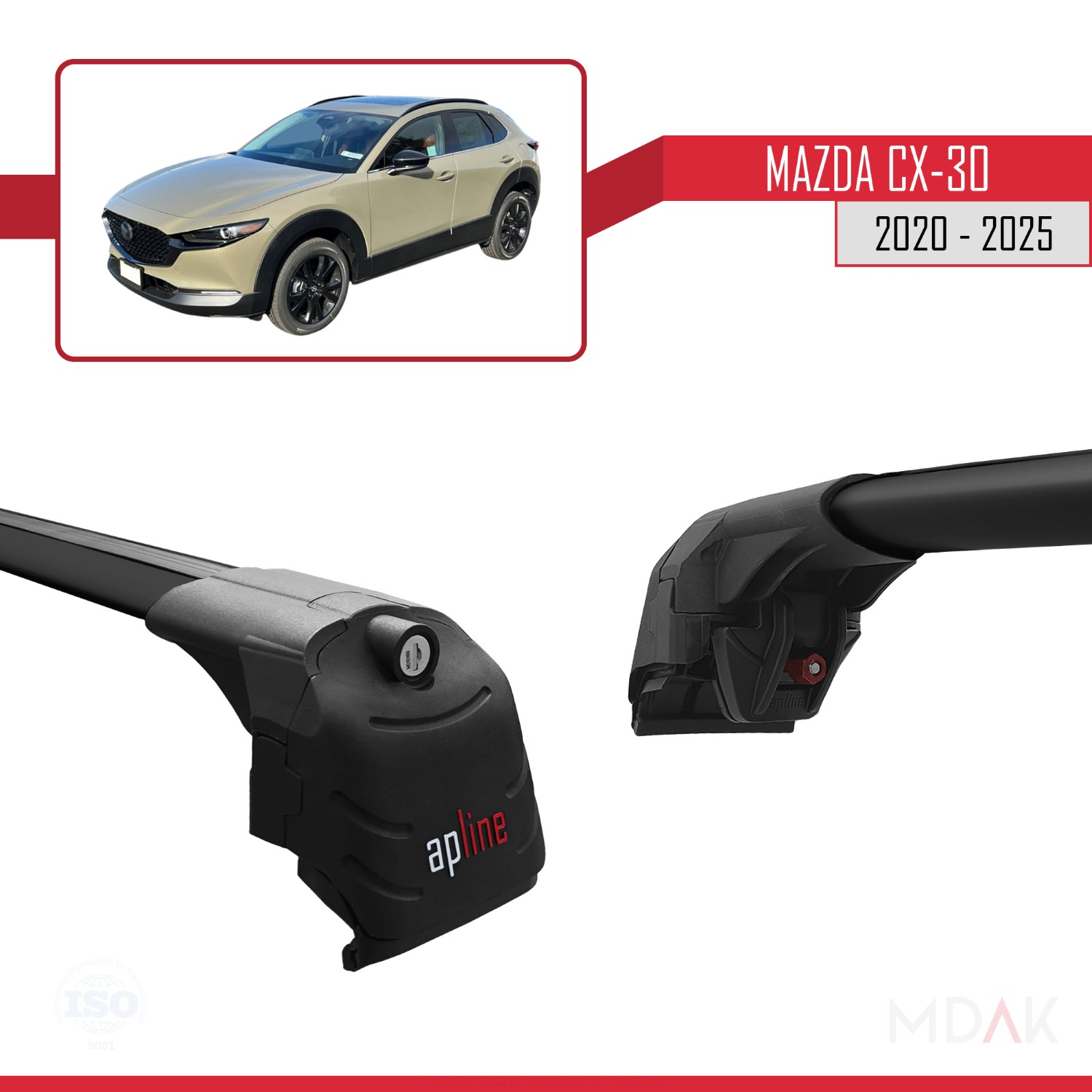 Mazda CX-30 2020-2025 Arası ile uyumlu ACE-2 Ara Atkı Tavan Barı Siyah 2 Adet - Görsel 3