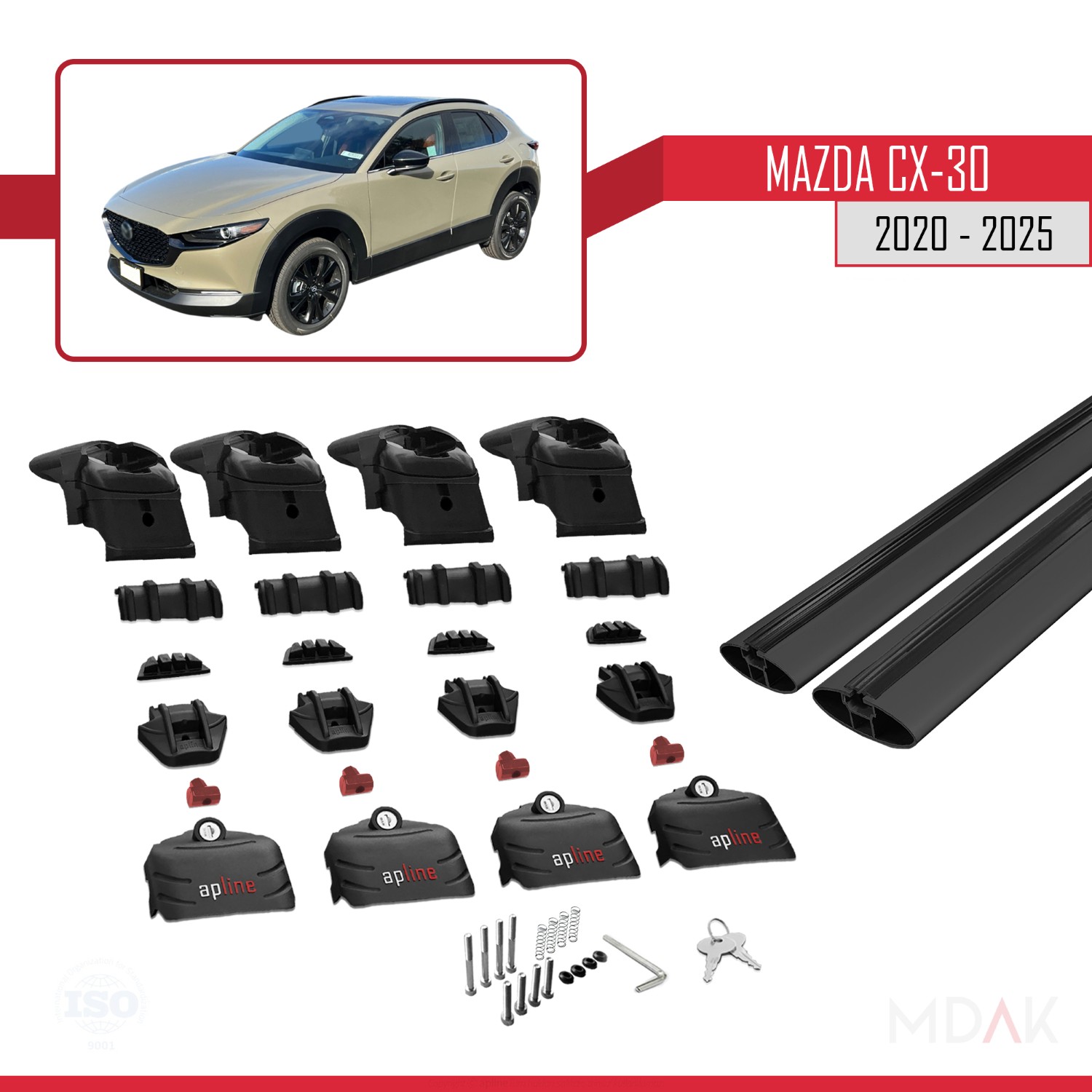 Mazda CX-30 2020-2025 Arası ile uyumlu ACE-2 Ara Atkı Tavan Barı Siyah 2 Adet - Görsel 5