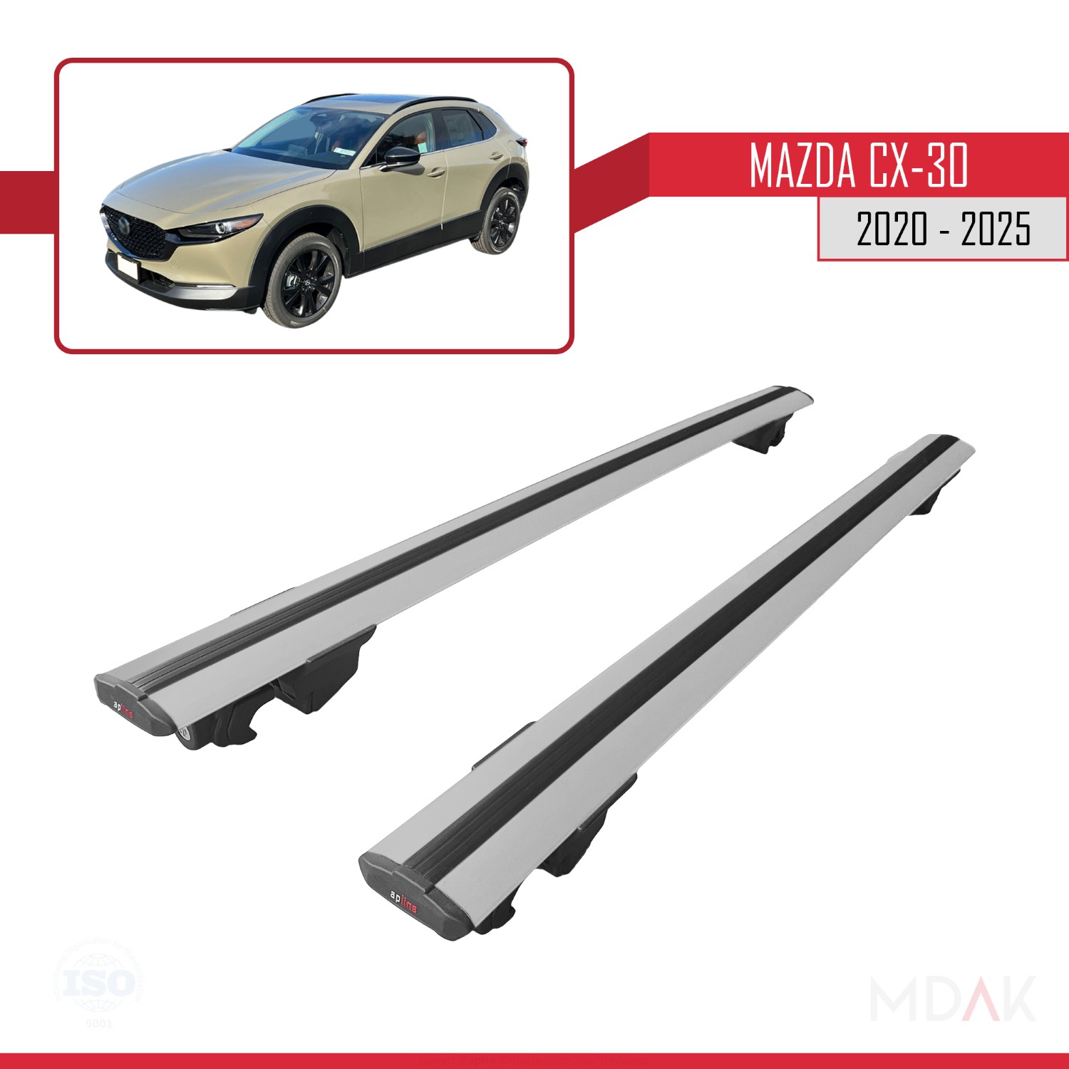 Mazda CX-30 2020-2025 Arası ile Uyumlu HOOK Model Ara Atkı Tavan Barı Gri 2 Adet - Görsel 4