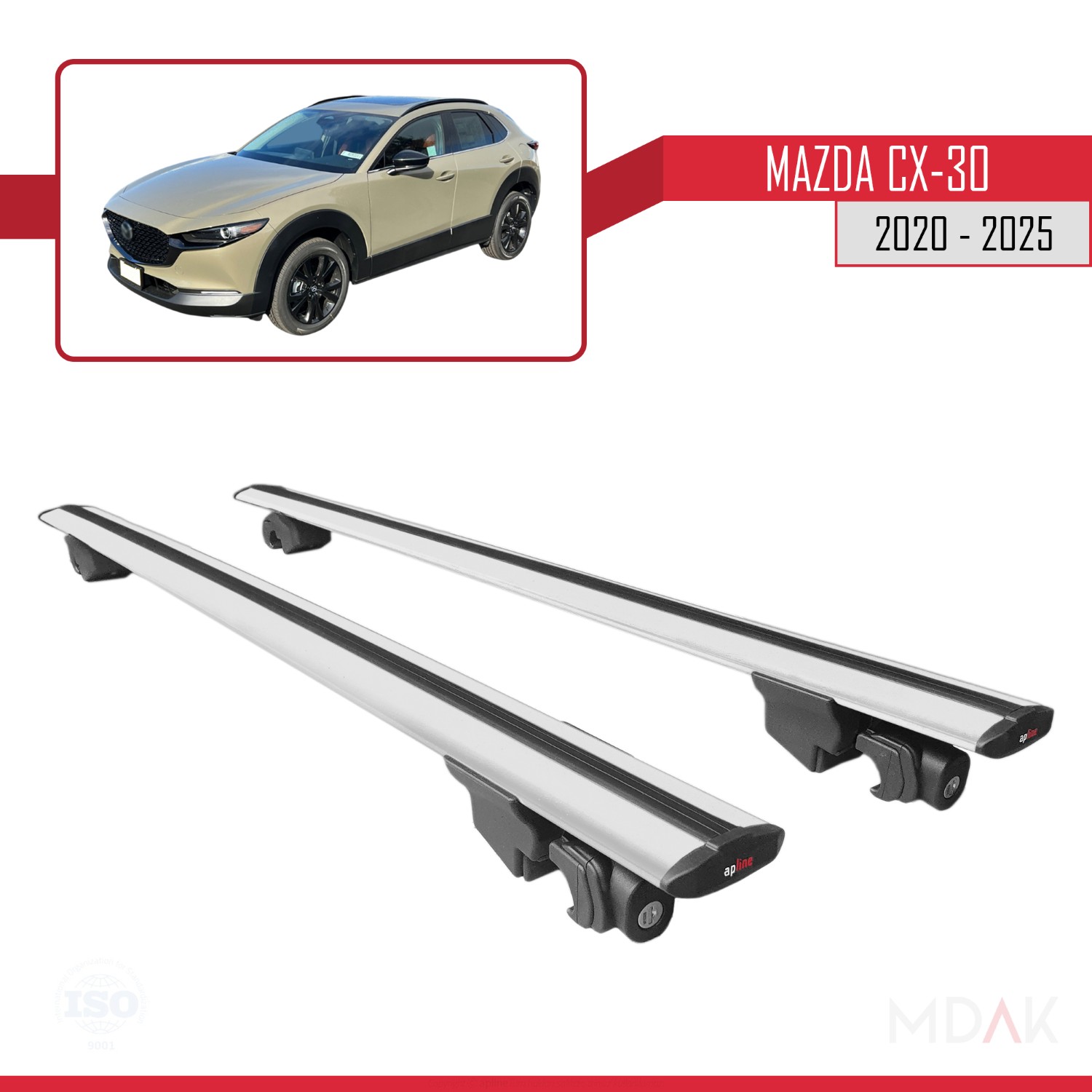 Mazda CX-30 2020-2025 Arası ile Uyumlu HOOK Model Ara Atkı Tavan Barı Gri 2 Adet - Görsel 9