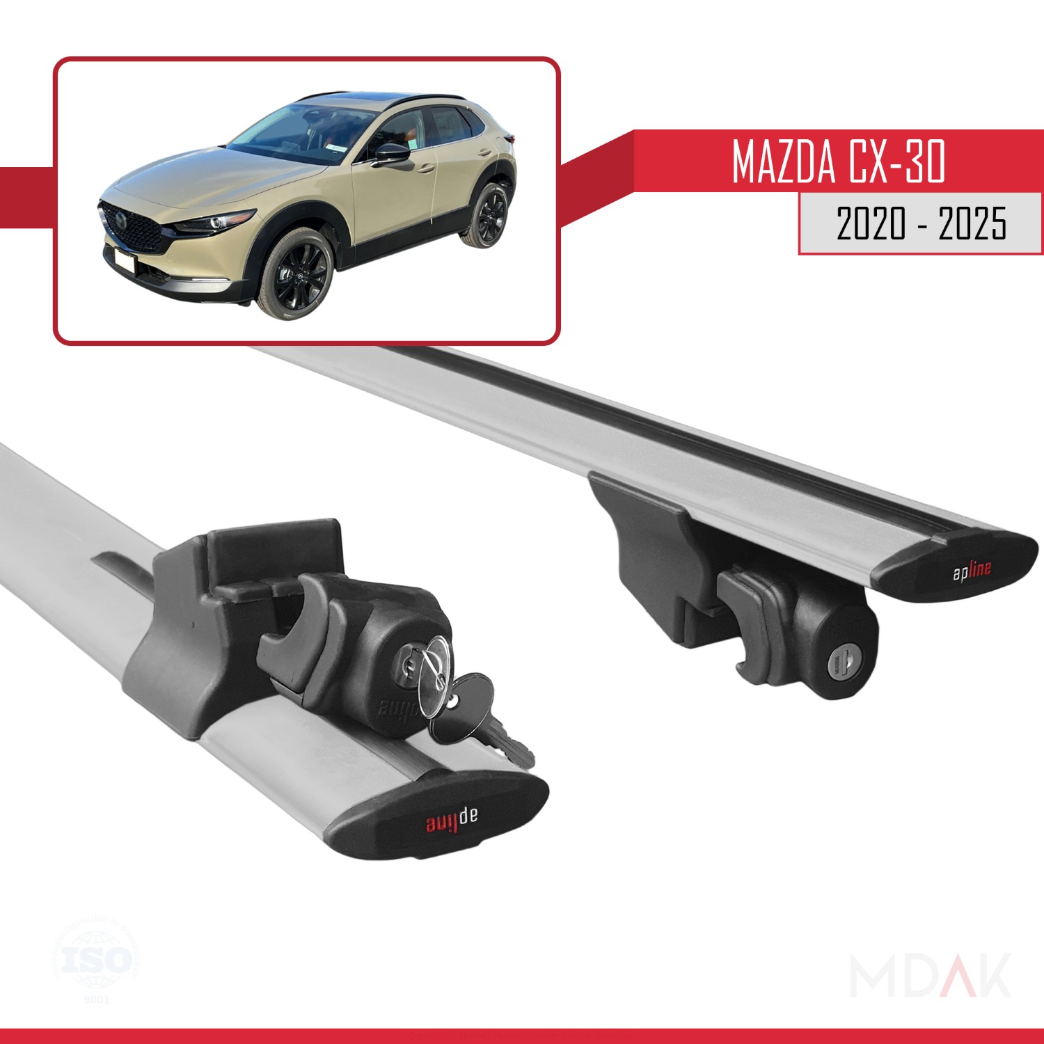 Mazda CX-30 2020-2025 Arası ile Uyumlu HOOK Model Ara Atkı Tavan Barı Gri 2 Adet - Görsel 5