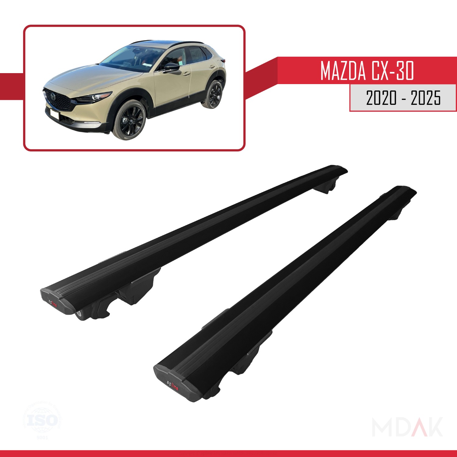 Mazda CX-30 2020-2025 Arası ile Uyumlu HOOK Model Ara Atkı Tavan Barı Siyah 2 Adet - Görsel 4