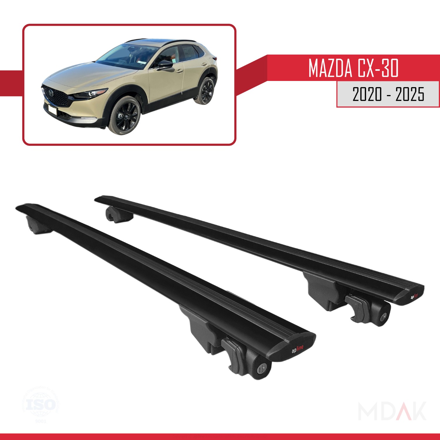 Mazda CX-30 2020-2025 Arası ile Uyumlu HOOK Model Ara Atkı Tavan Barı Siyah 2 Adet - Görsel 9
